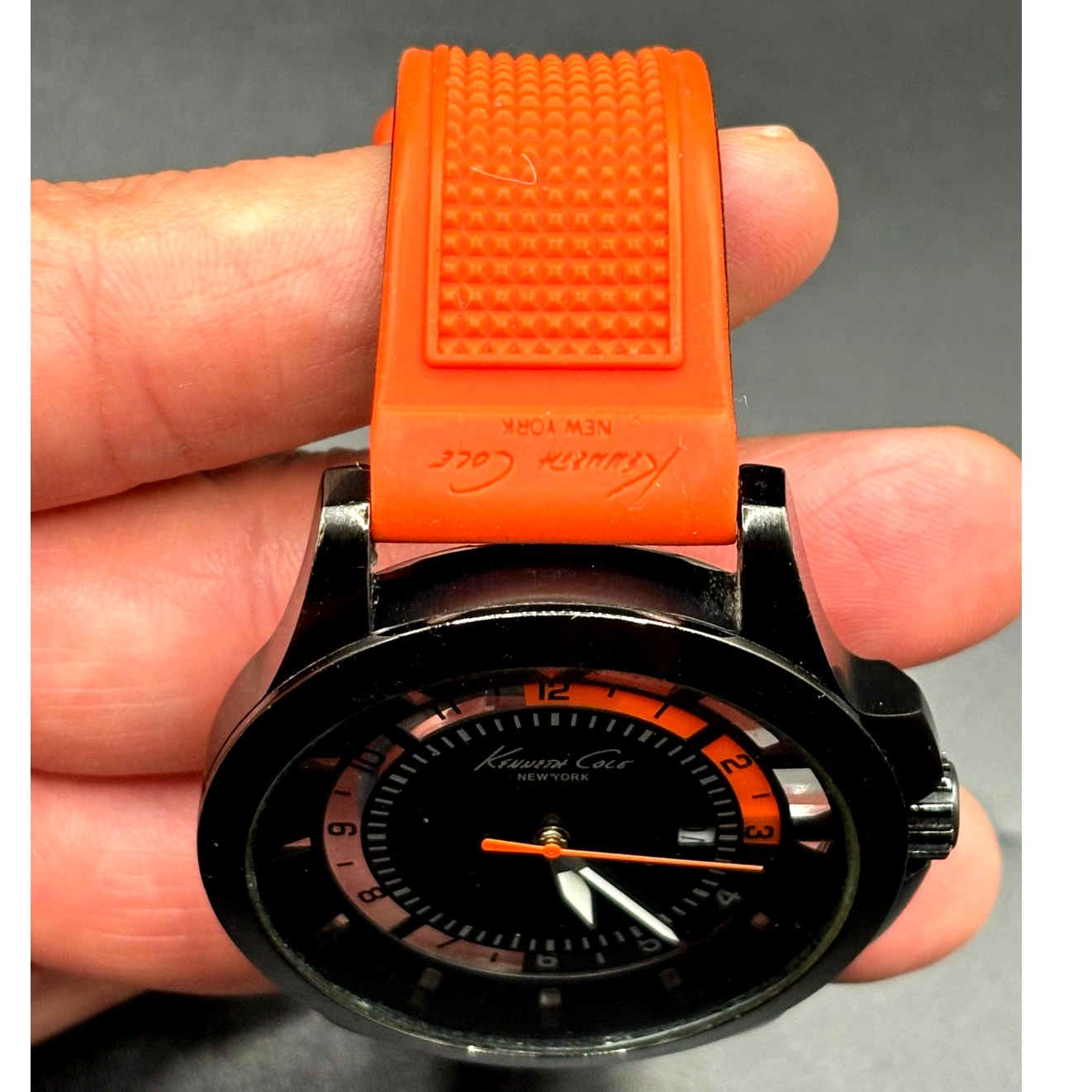 Kenneth Cole New York Transparency Dial Orange Silicone 45mm Men’s Watch