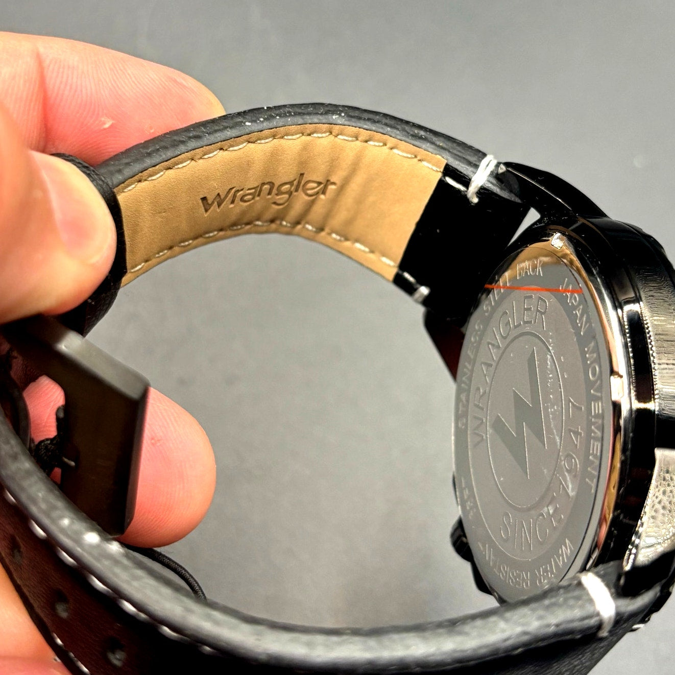 Wrangler WRW5200 1A Men's Black Dial Leather Strap Watch Date Display NIBWT