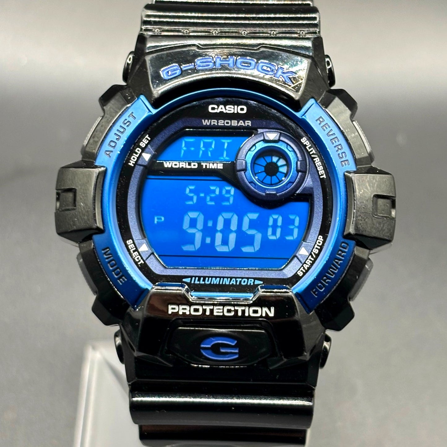Casio G-Shock G-8900A-1 Glossy Black Blue Dial Digital Men’s Watch 200M NIB