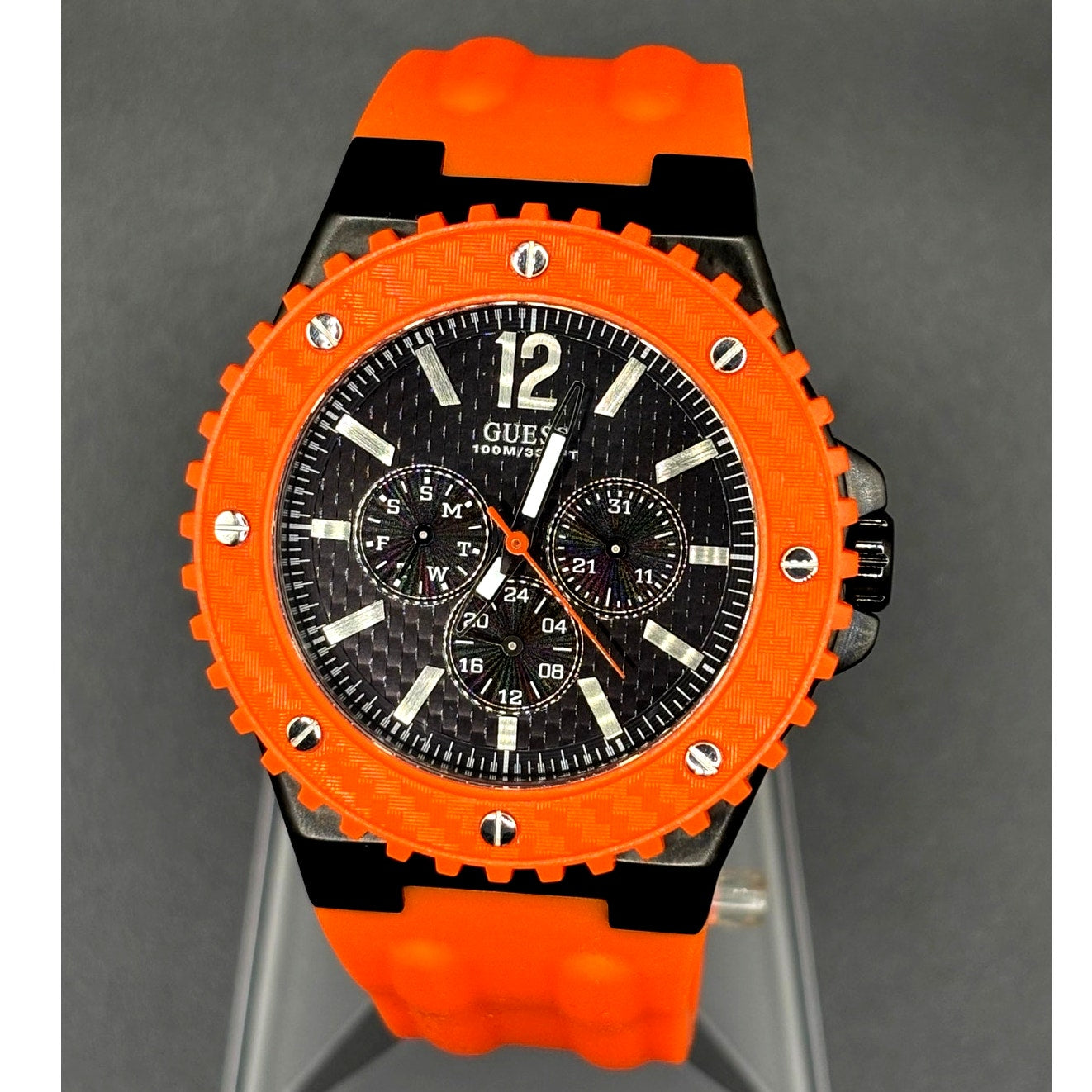 Guess Overdrive W11619G4 Orange 45mm Multifunction Men’s Watch 100M