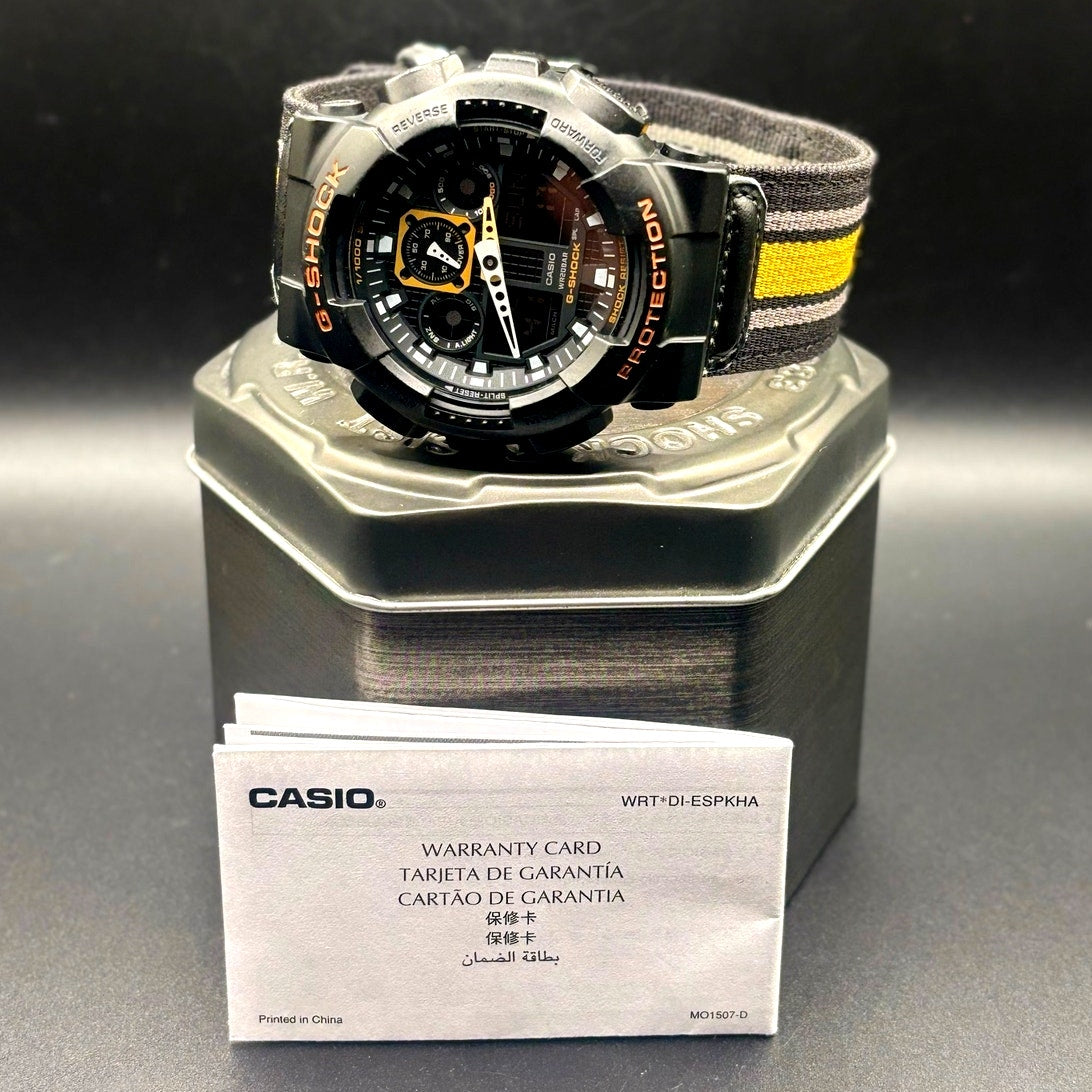 Casio G-Shock GA100MC-1A4 Military Color Black Gold  Nylon Cloth Men's Watch