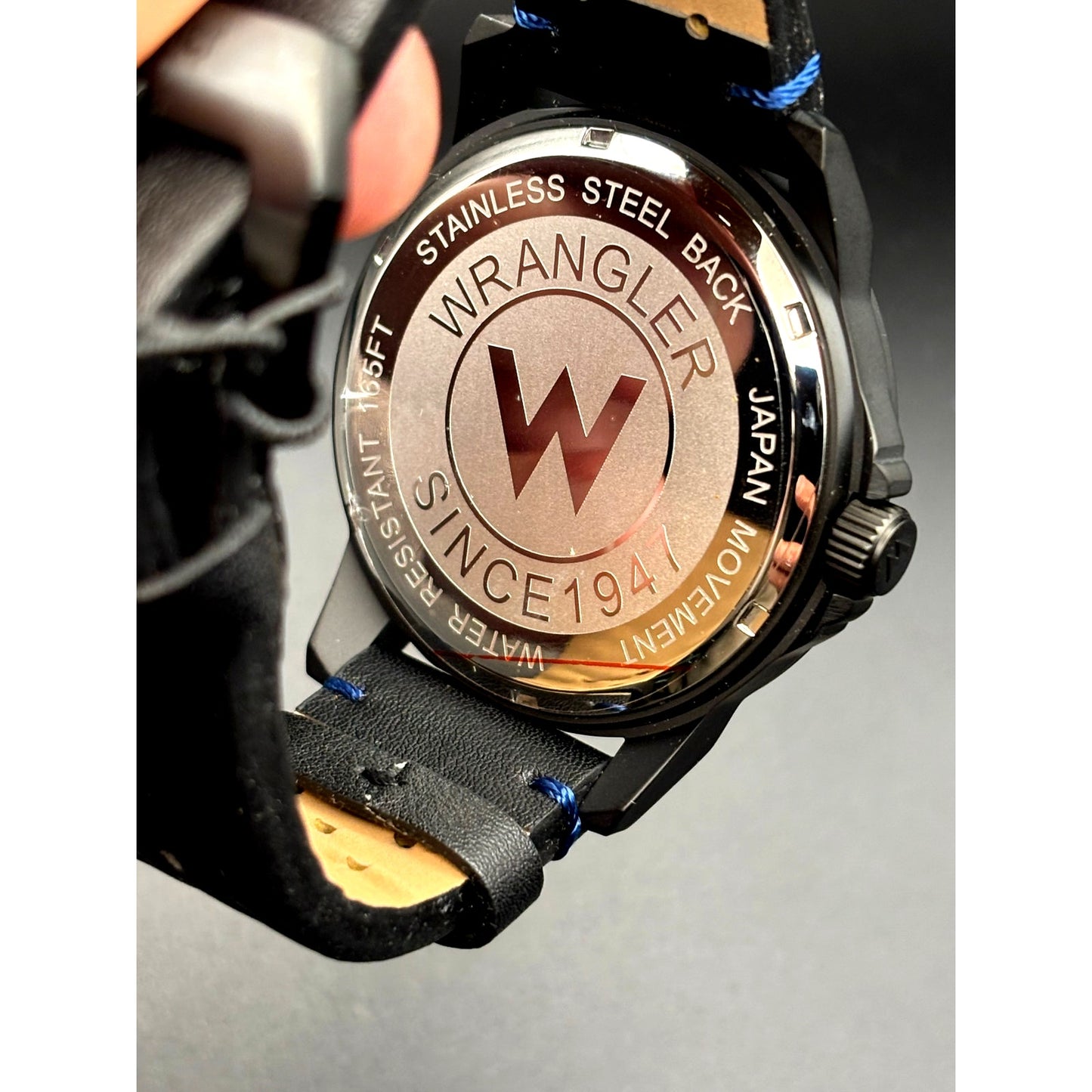 Wrangler WRW5600-1A Men’s Black Dial Leather Strap Watch NIBWT