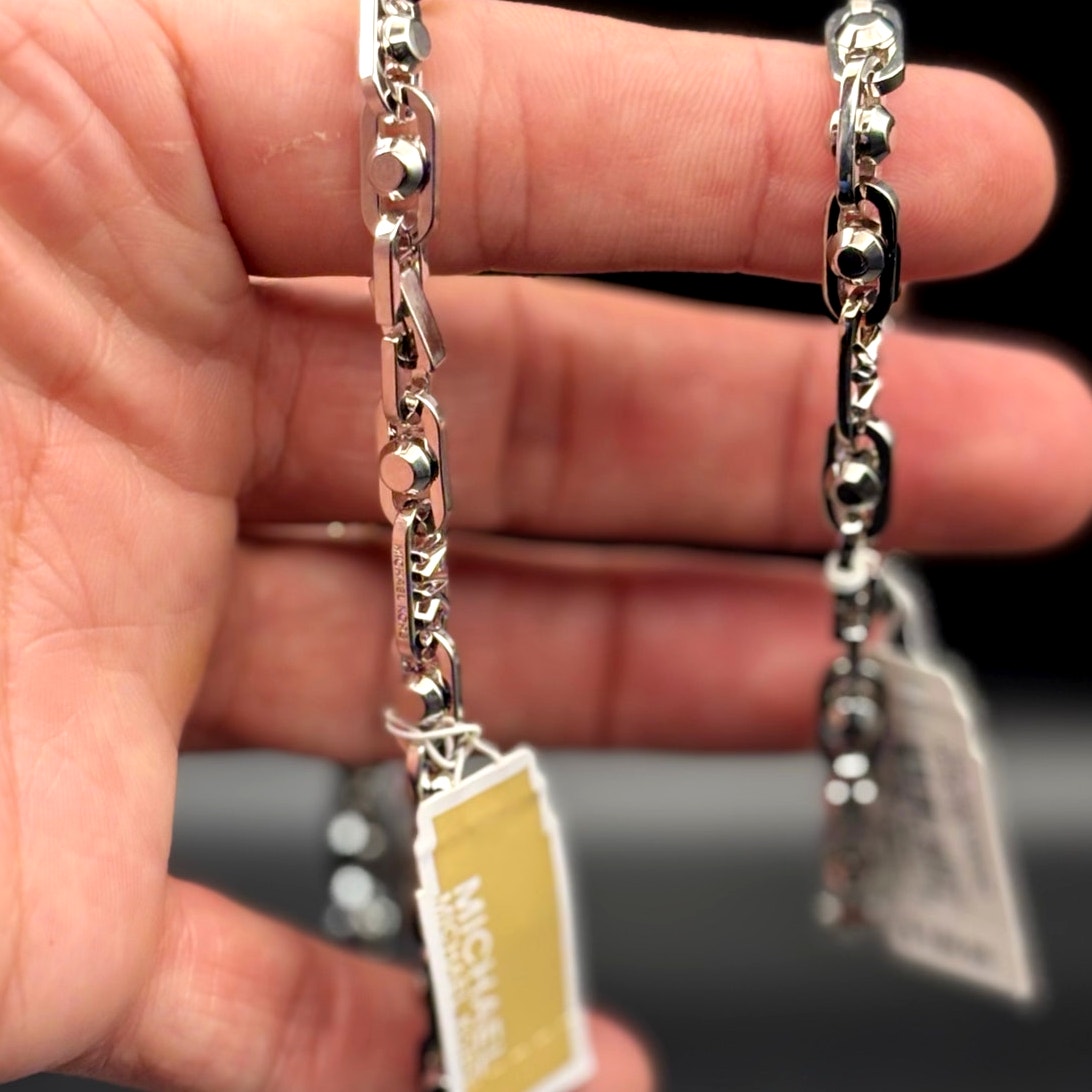 Michael Kors Astor Link Bracelet & Necklace Set Silver Tone Womens Jewelry NIBWT