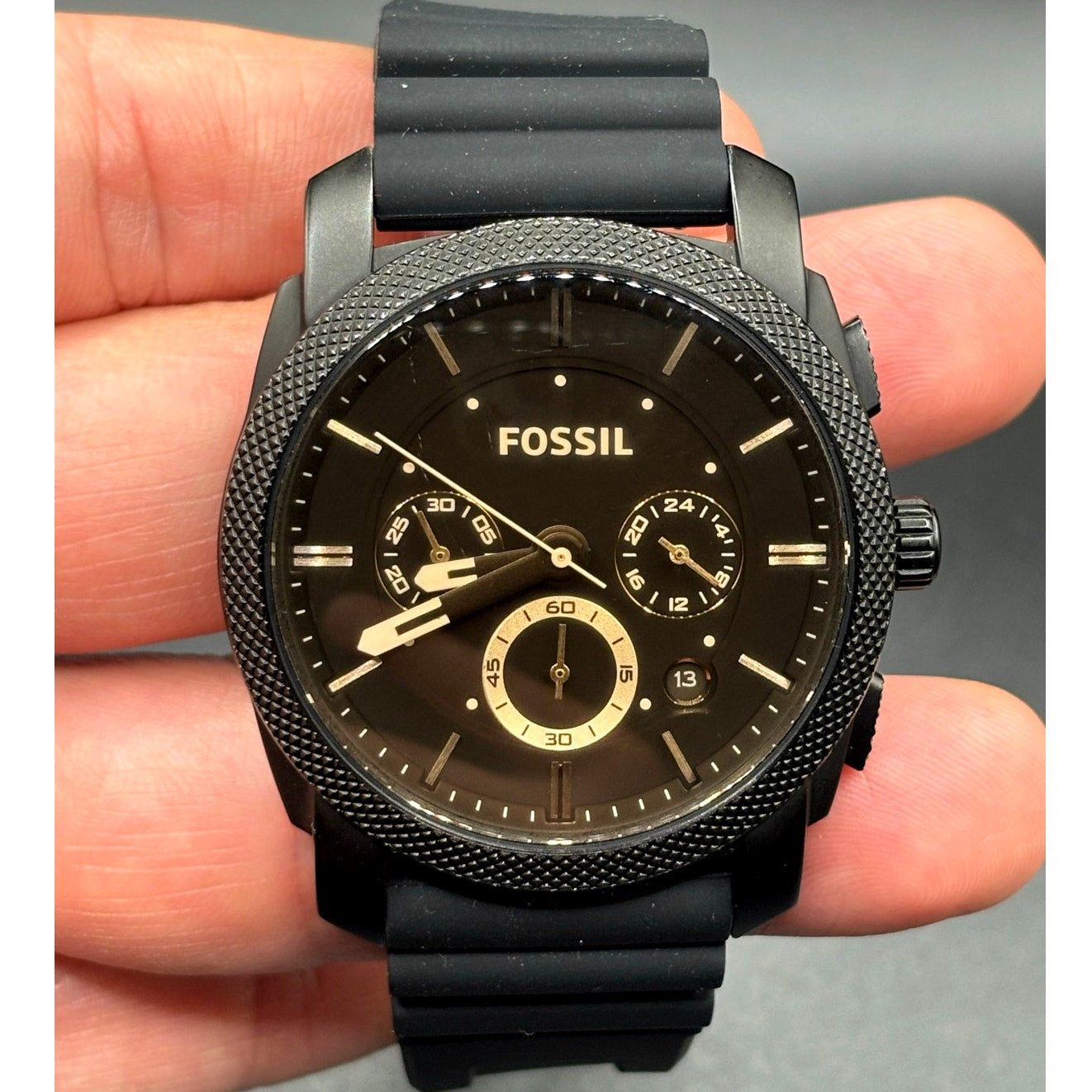 Fossil FS4656 Machine Chronograph Black Silicone Men’s Watch 42mm