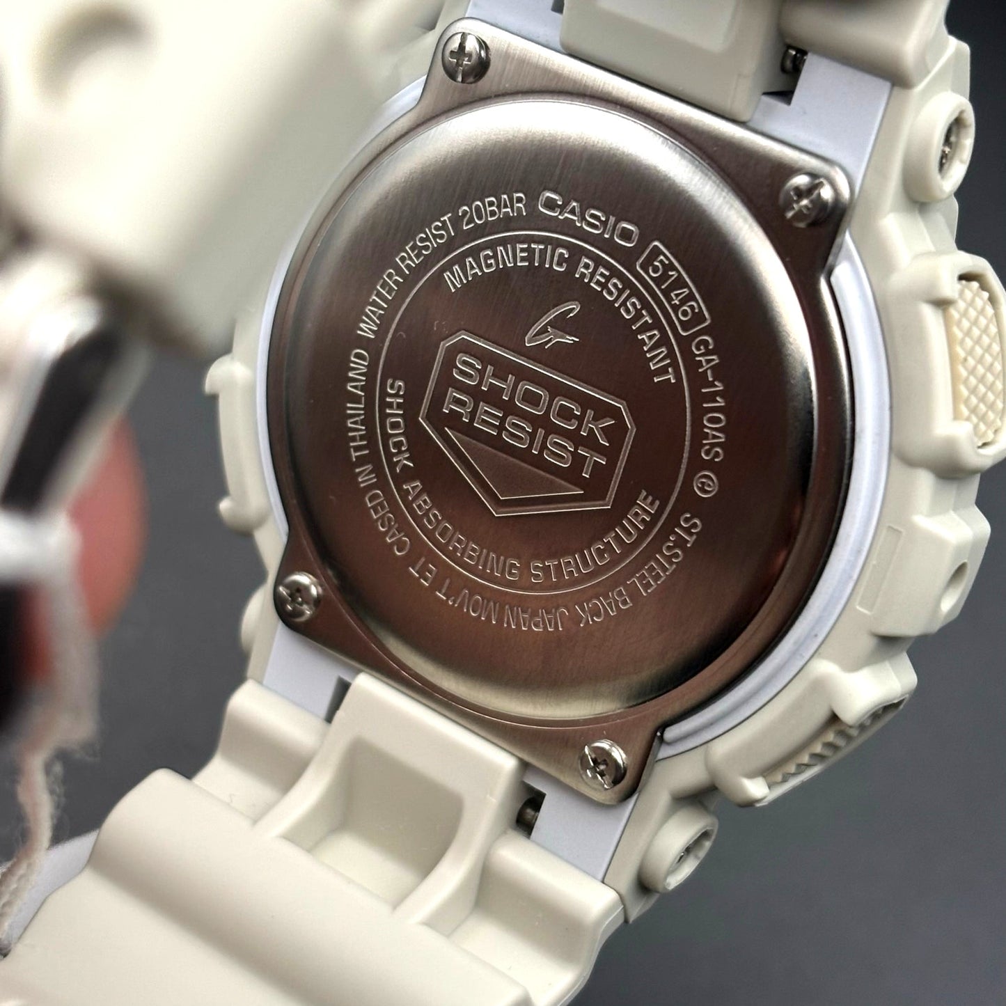 Casio G-Shock GA110AS-5A Men’s Beige Resin Blue Dial Analog Digital Watch NIBWT