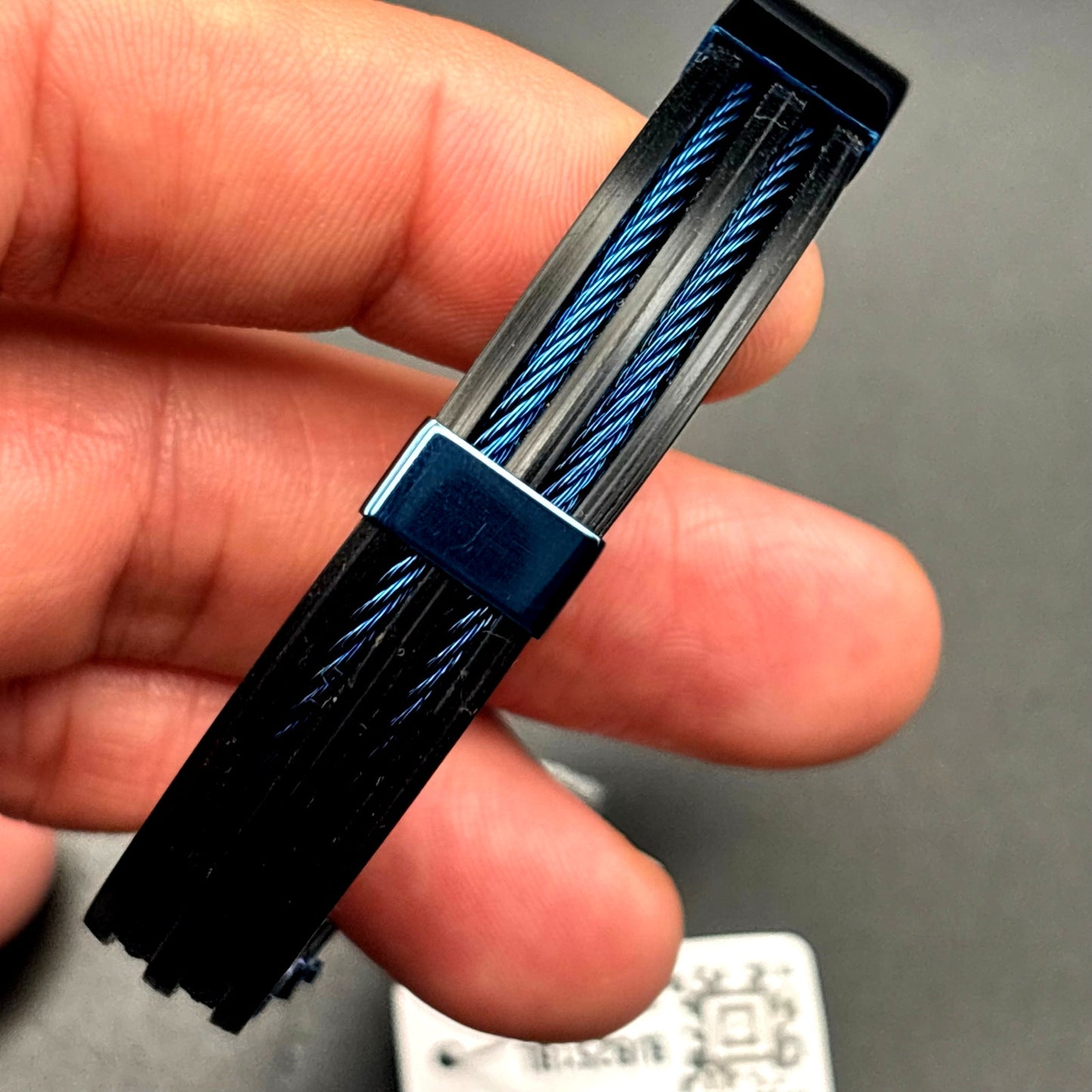 Blackjack BJB251BL Mens Blue Silicone Black Stainless Steel  Bangle ID Bracelet
