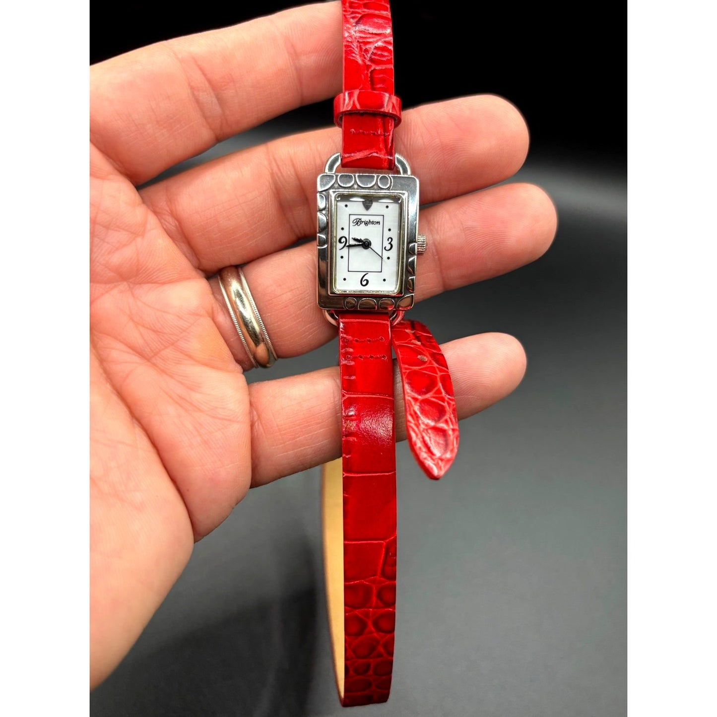 Brighton Petoskey Women's Genuine Italian Red Leather Strap Vintage Watch NIB