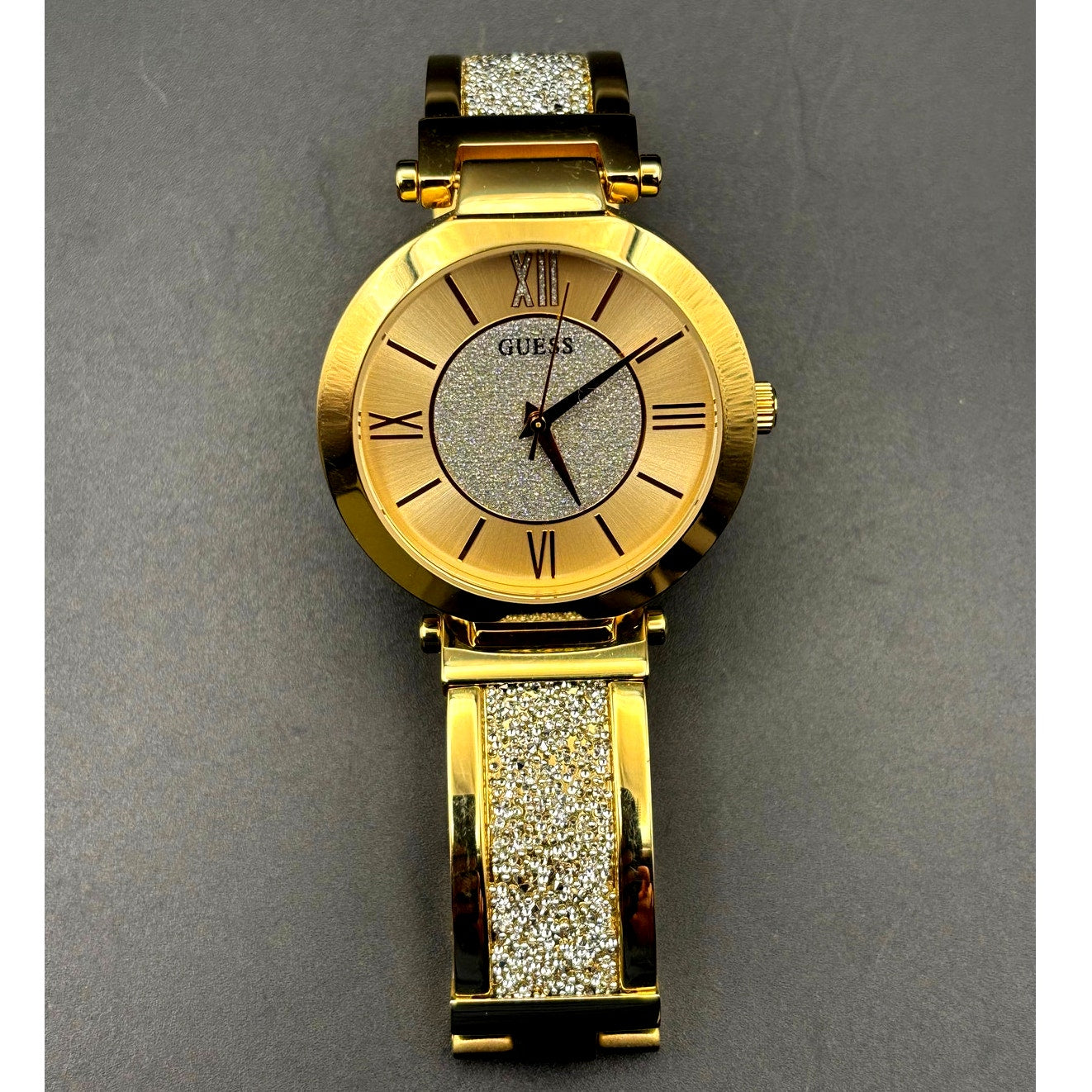 Guess Aurora Women's Gold-Tone Stainless Steel & Zwarovski Crystals Bangle Watch