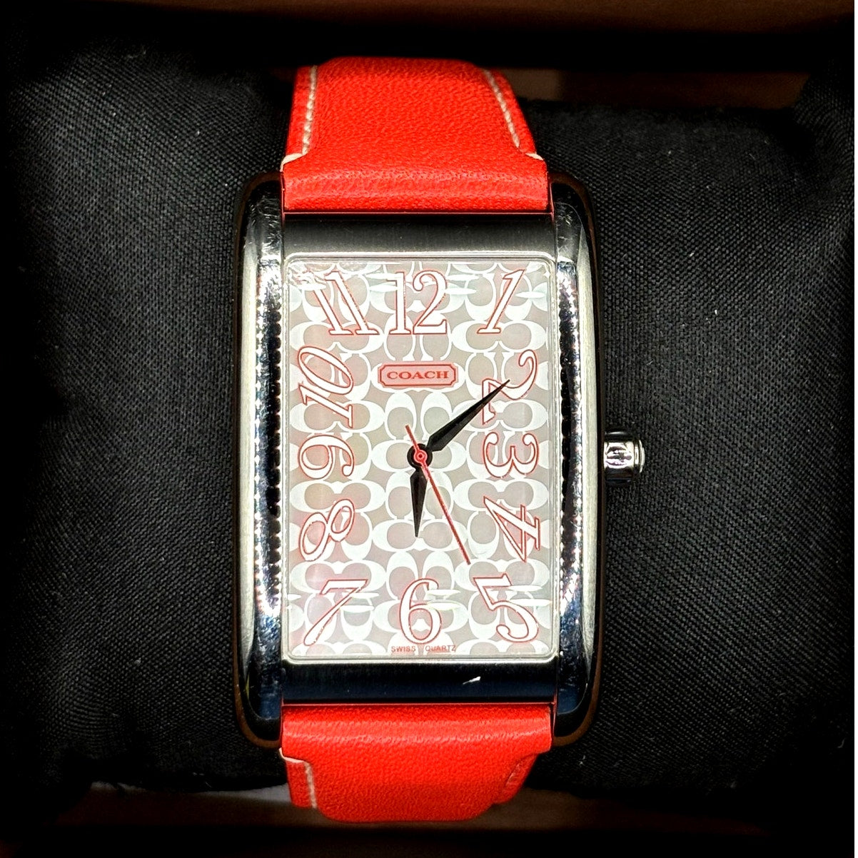 Coach Lexie CA.16.2.14.0384 Swiss Quartz Bright Orange Leather Tank Watch