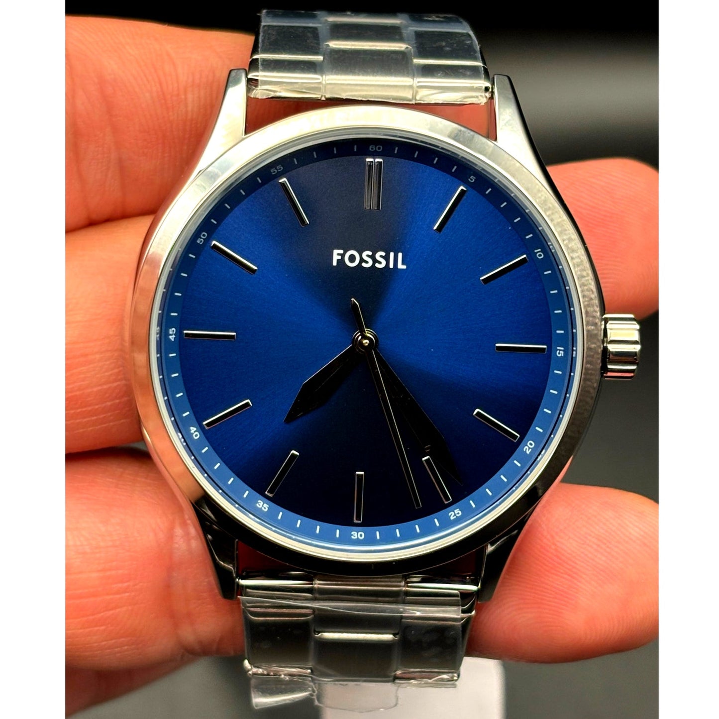 Fossil BQ2860 Fenmore Three-Hand Blue Dial Stainless Steel Men’s Watch NIBWT