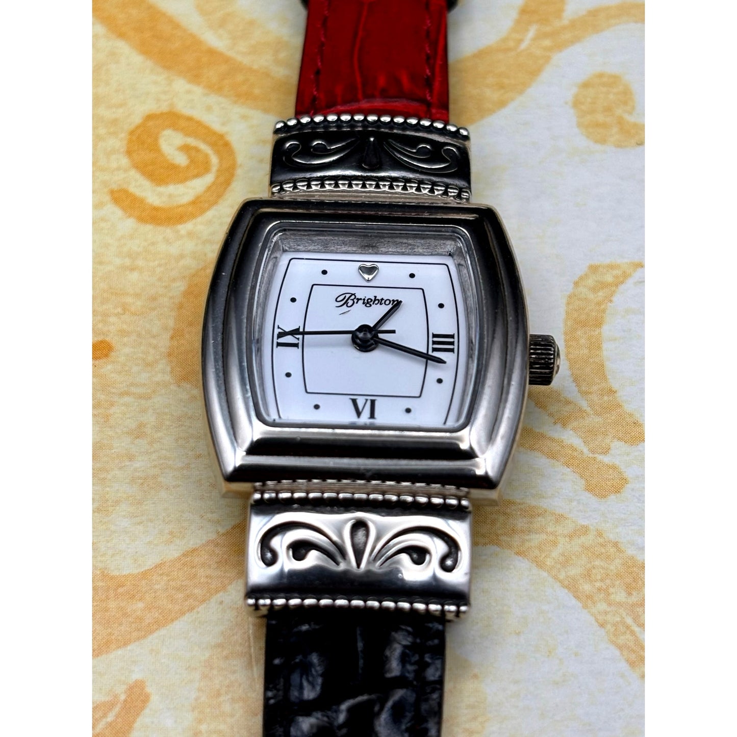 Brighton Waterford W10017 Womens Reversible Red Black Leather Strap Watch NIBWT