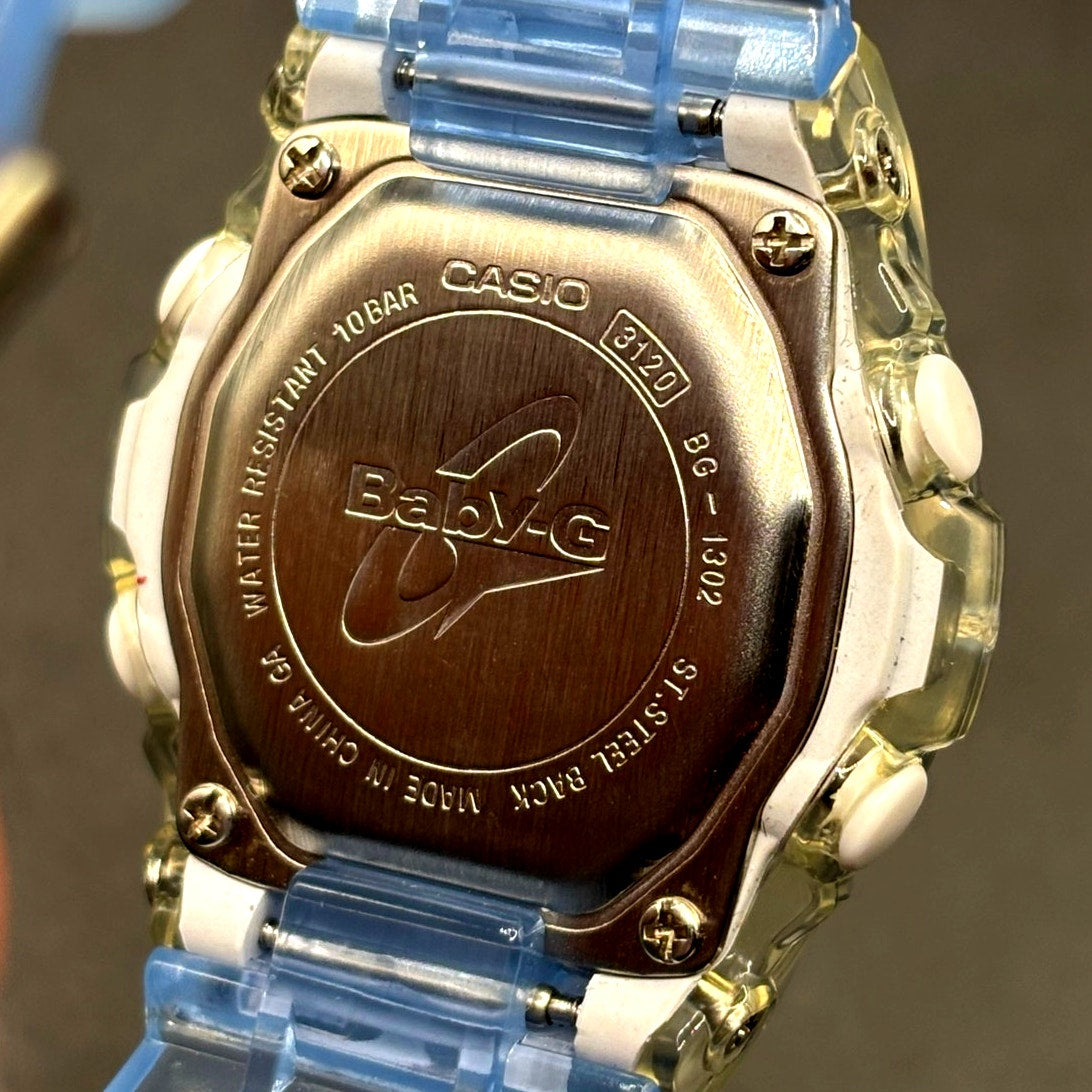 Casio Baby-G BG-1302-2ER Translucent Blue Jelly Digital Women's Watch NIBWT