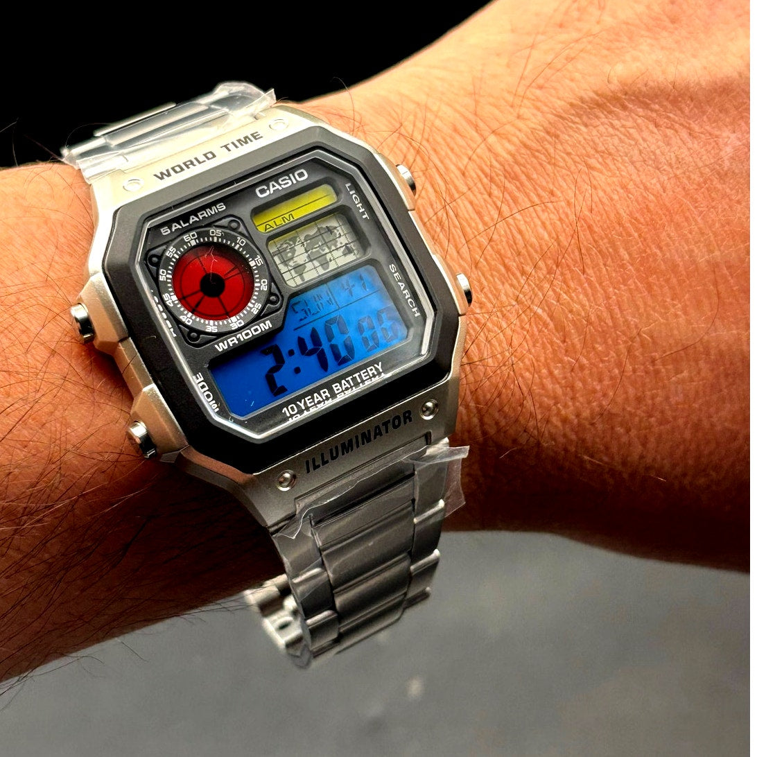 LWS Atlas Meridian Casio AE1200WHD World Time Stainless Steel Bracelet Mod Watch
