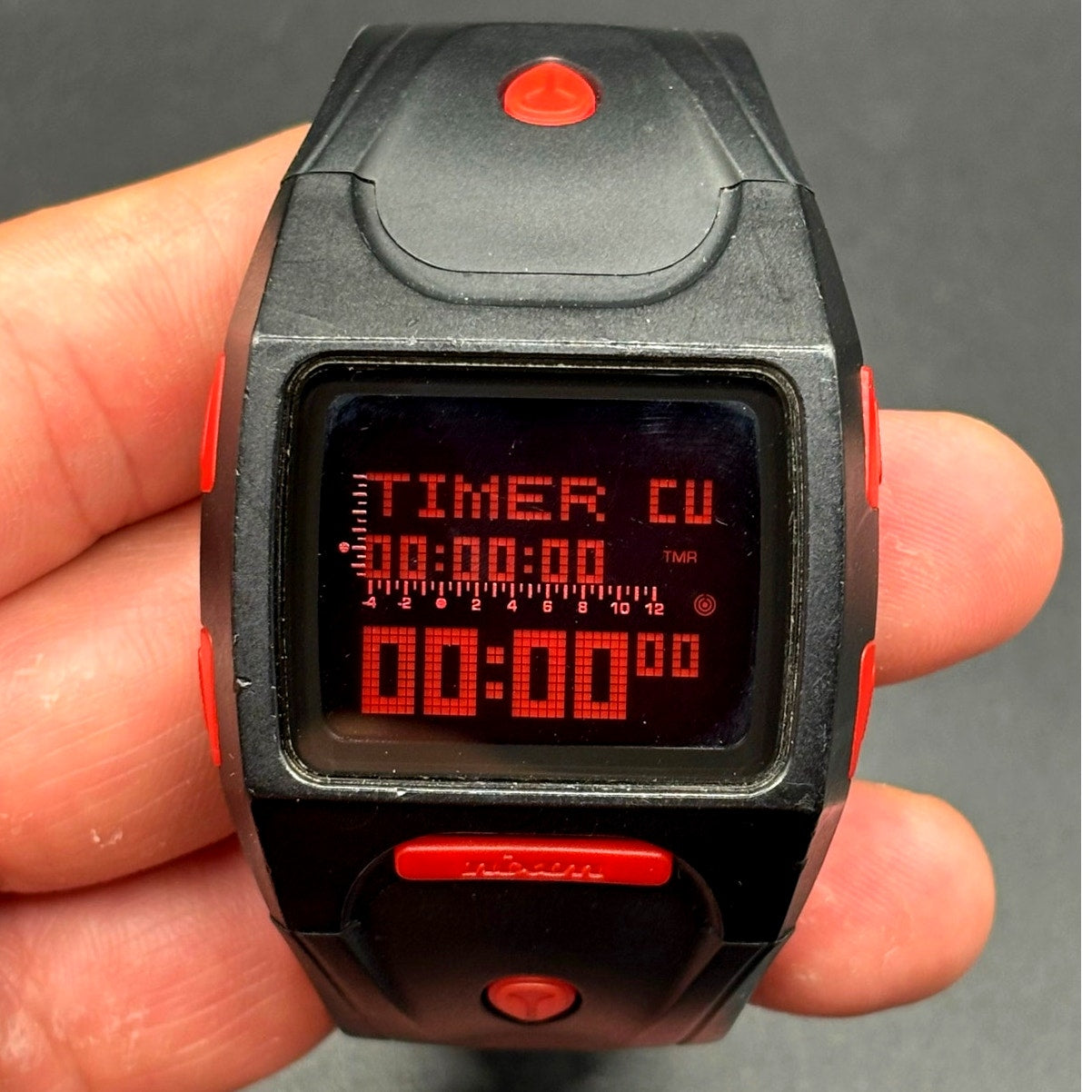 Nixon Lodown Digital Tide Surf Watch Black Red 100M Water Resistant