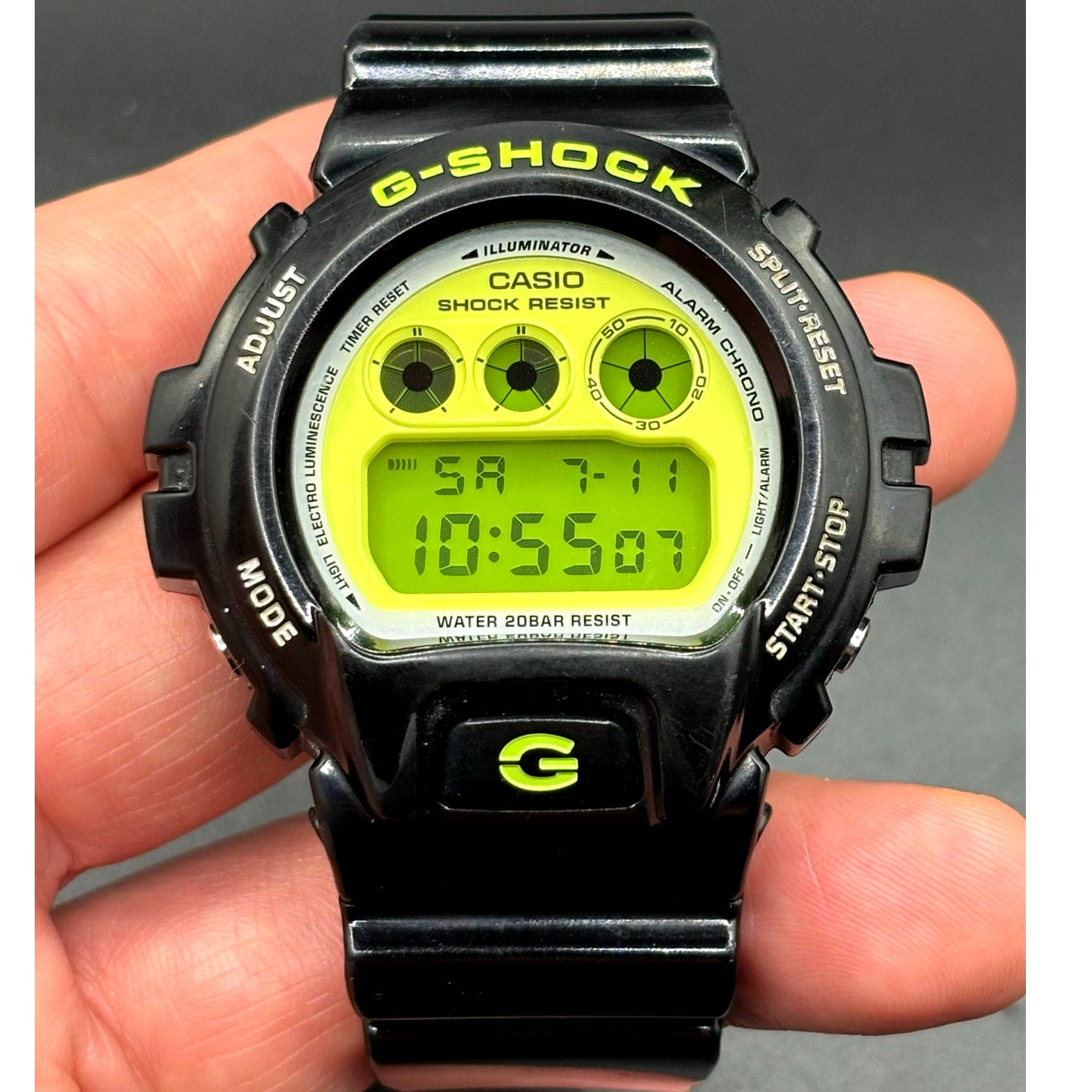 Casio G-Shock DW6900CS-1 Lime Green Glossy Black Digital Men's Watch