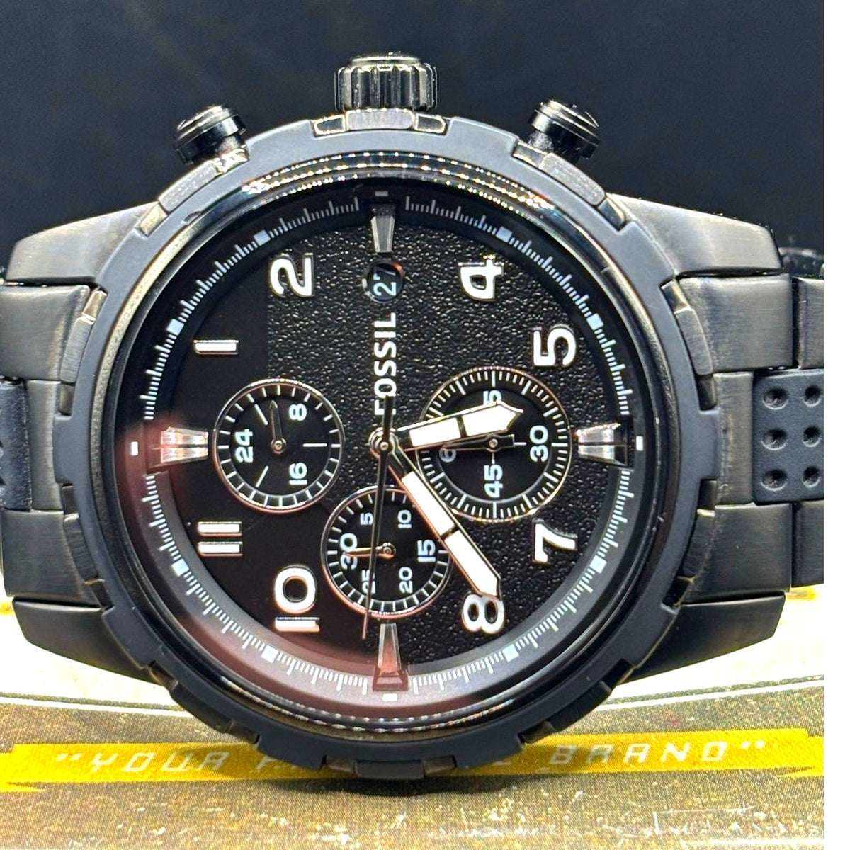Fossil Dean FS4902 Black Chronograph Steel Silicone Men’s Watch 45mm