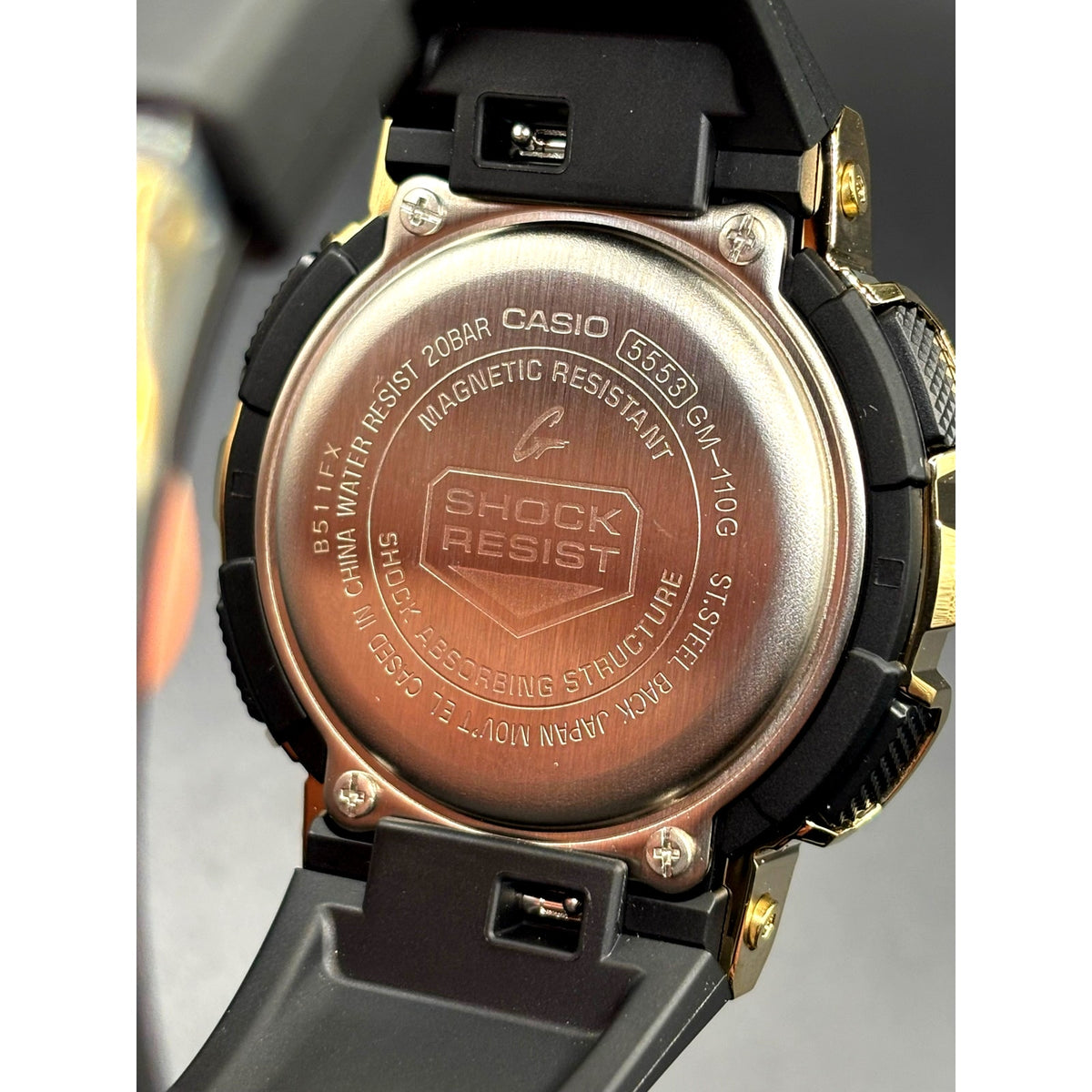 Casio G-Shock GM110G-1A9 Black Gold Metal Covered Analog Digital Watch NIBWT