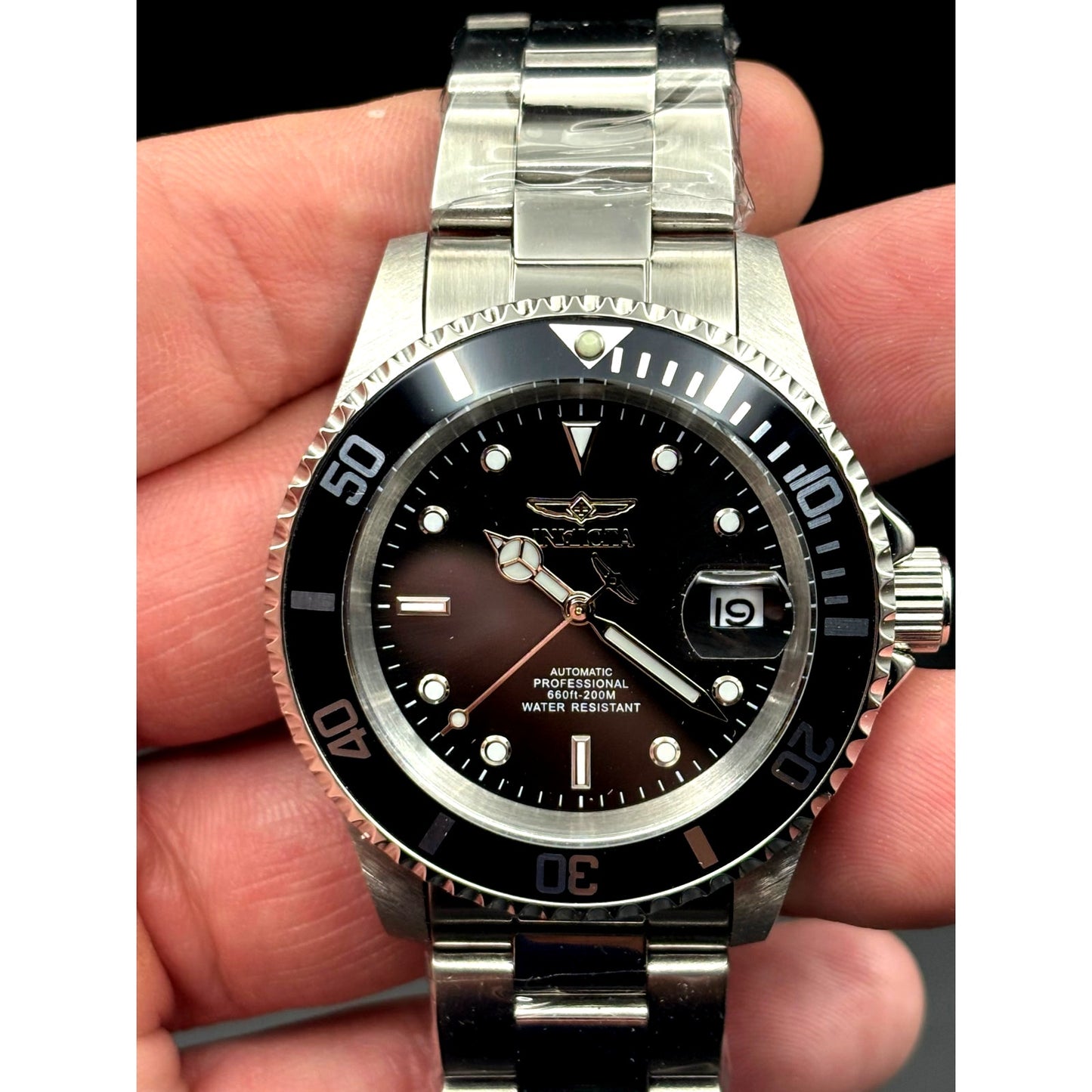 Invicta 69748 Pro Diver Automatic Mens Watch 40mm Black Dial 200M Steel NIBWT
