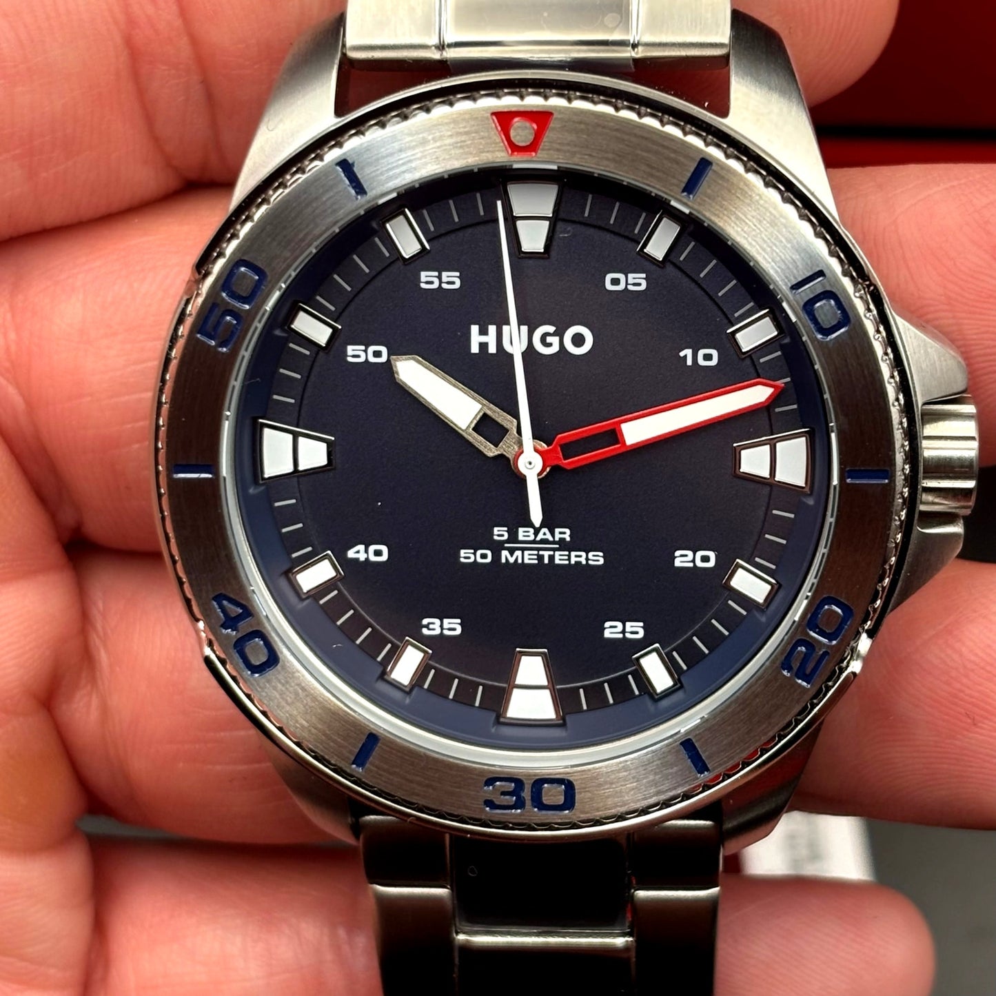 HUGO Mens 1530224 Stainless Steel Blue Dial Street Diver Style Quartz Watch 50m