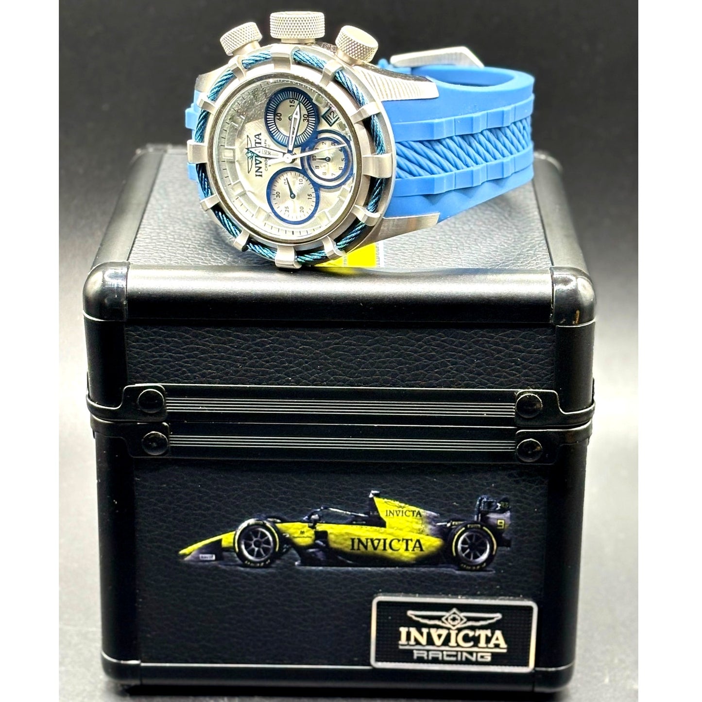 Invicta Bolt 22152 Chronograph 50mm Silver Blue Men’s Silicone Strap Watch