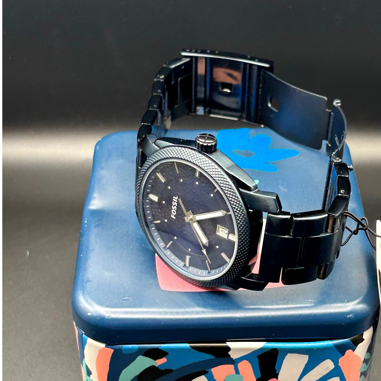 Fossil Machine FS5231 Men’s Blue Dial Ion Plated Stainless Steel Watch