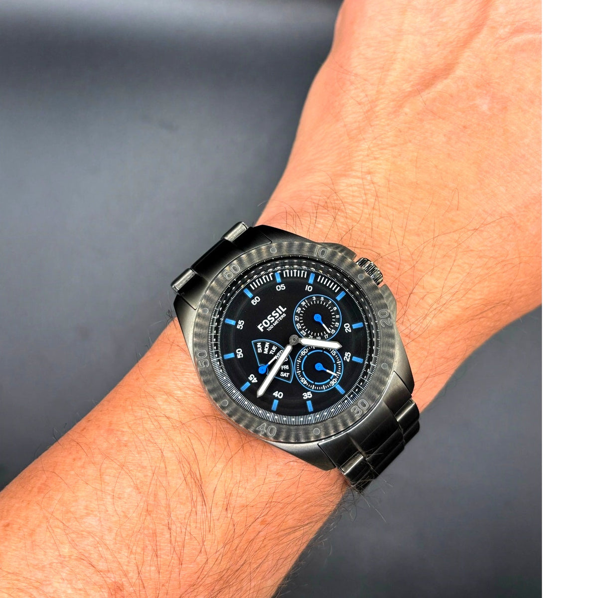 Fossil Sport 54 CH3035 Multifunction Black Blue 44mm Men’s Watch 100M