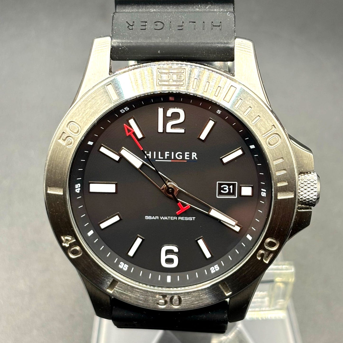Tommy Hilfiger Ryan 1710539 Black Dial Silicone Strap Men's Watch NIB