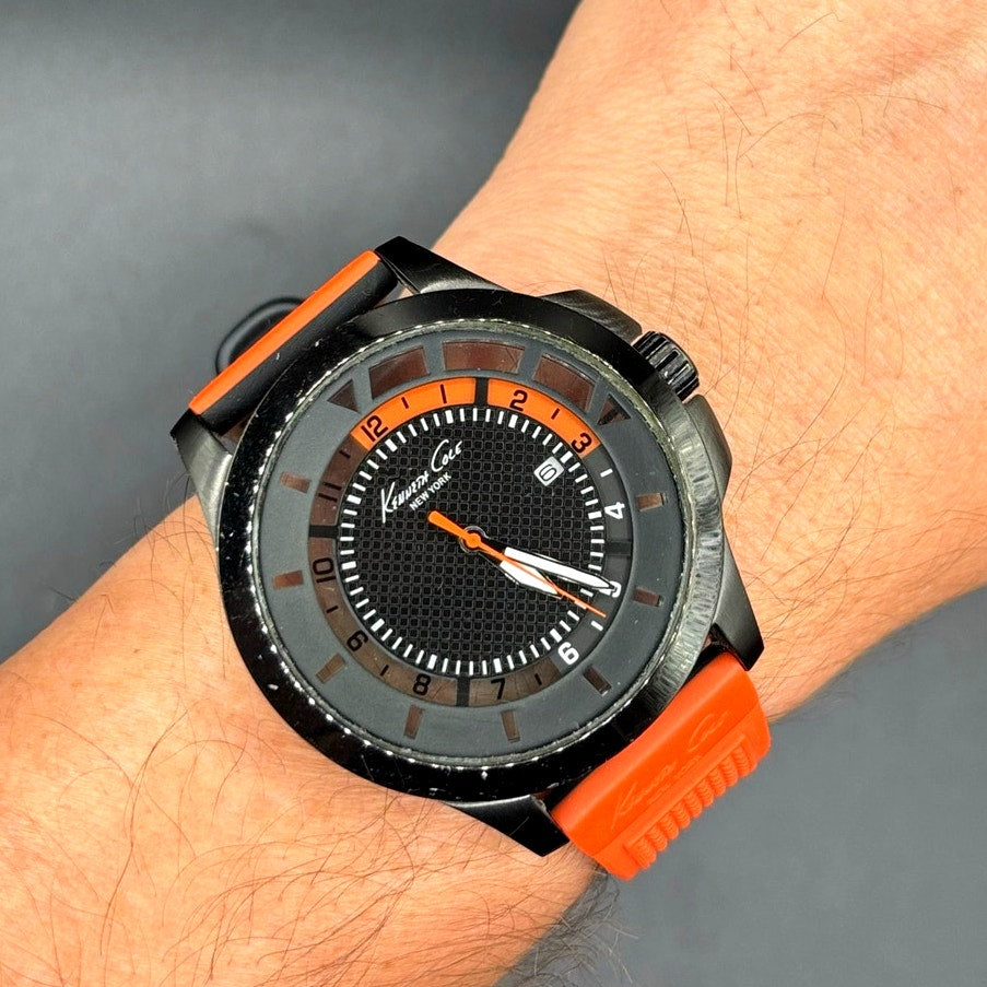 Kenneth Cole New York Transparency Dial Orange Silicone 45mm Men’s Watch