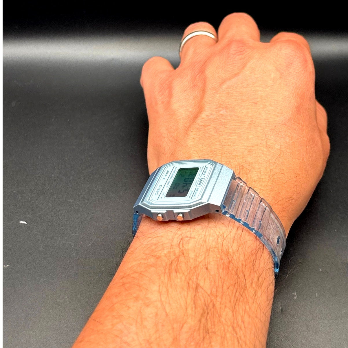 LWS Arctic Prism F91W Blue Clear Strap Retro Digital Mod Watch