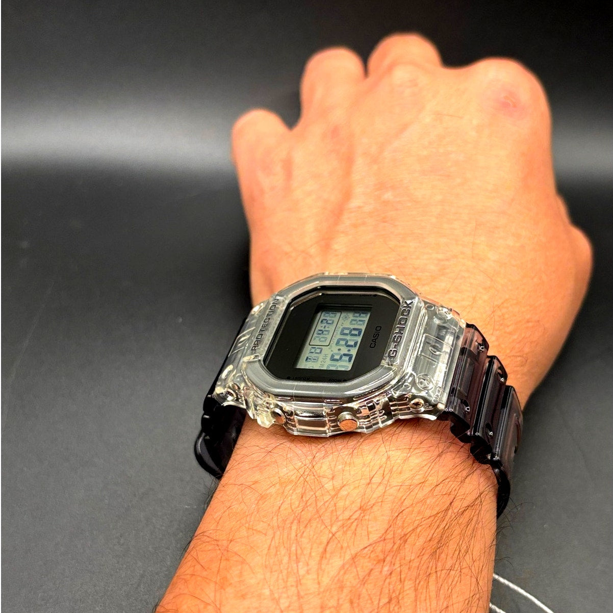 Casio G-Shock DW5600SK-1 Skeleton Clear Resin Digital Unisex Retro Watch NIBWT