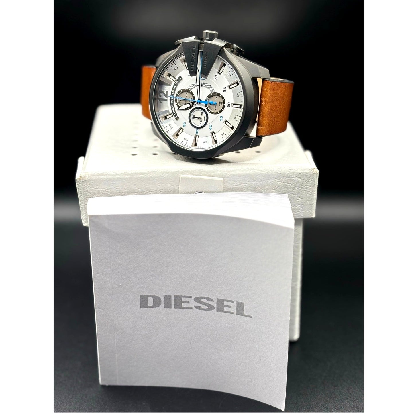 Diesel Mega Chief DZ4280 Iridescent Chronograph Tan Leather 51mm Watch