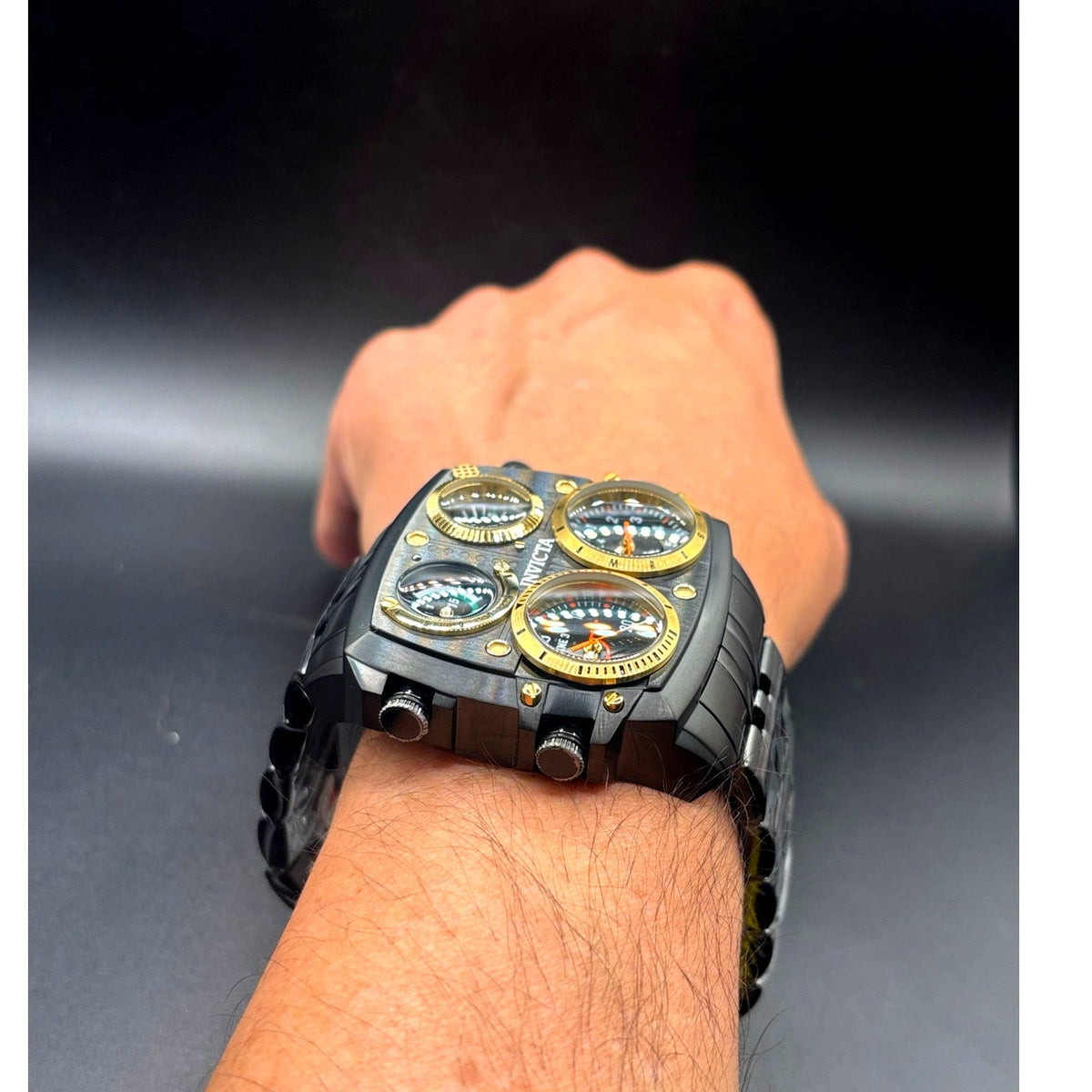 Invicta Aviator Zulu Time 49606 4 Time Zone 50mm Black Men’s Watch NIB