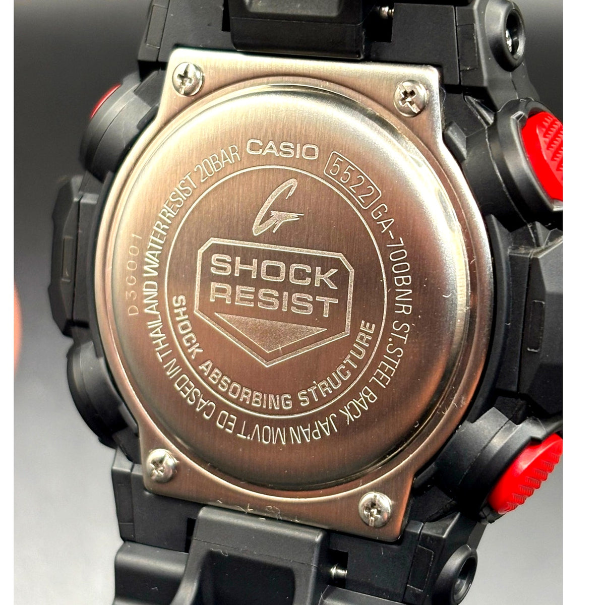 Casio G-Shock GA-700BNR-1A Ignite Red Blackout Analog Digital Watch NIB