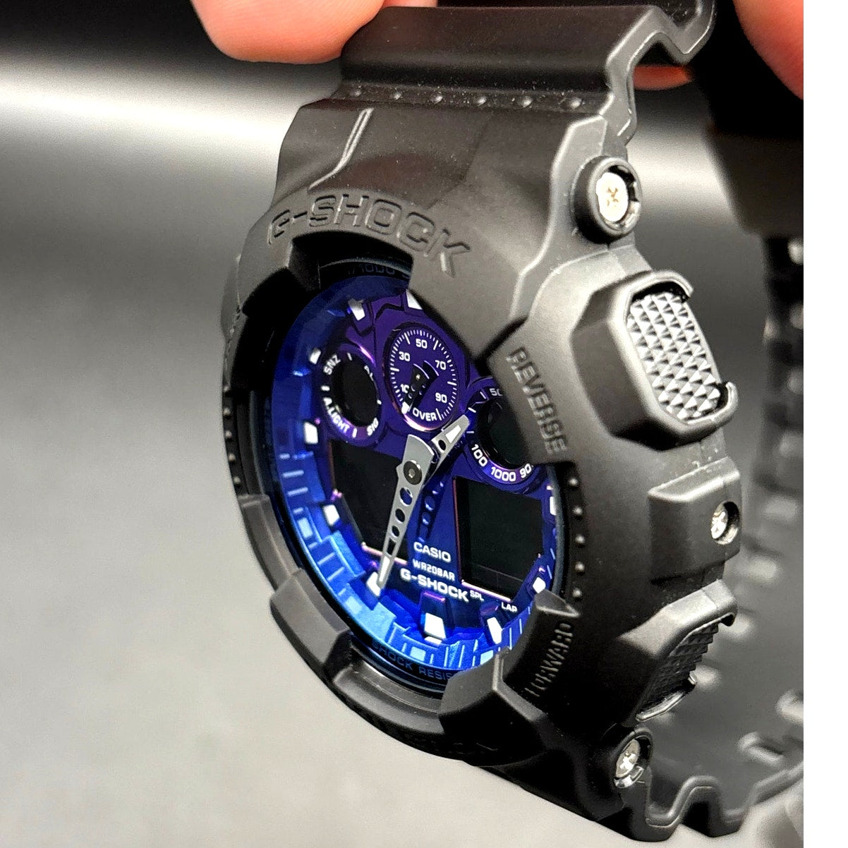 Casio G-Shock GA100FL-1A Men’s Vibrant Black Blue Analog Digital Watch NIBWT