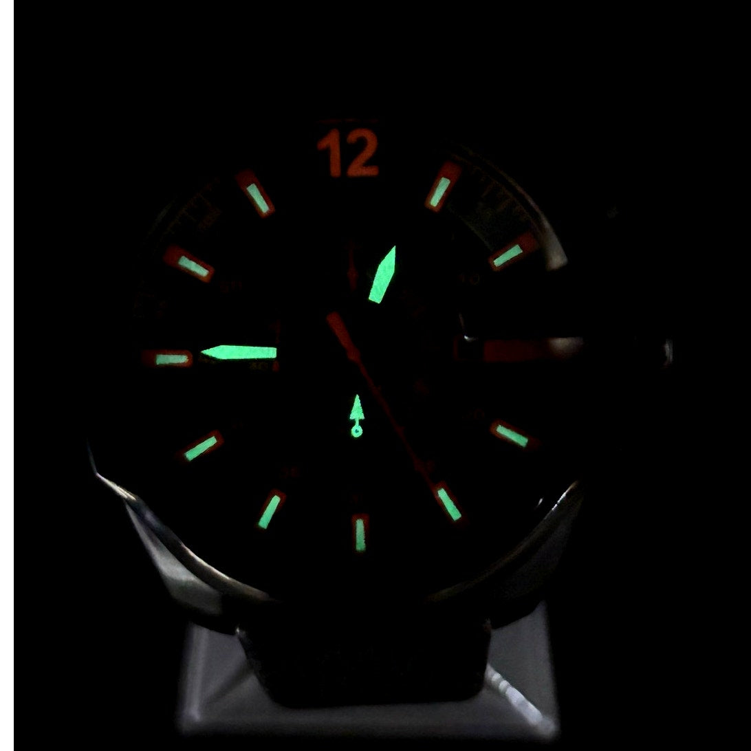 Diesel Mega Chief DZ4291 Black Orange Chronograph Leather Men's Watch 51mm
