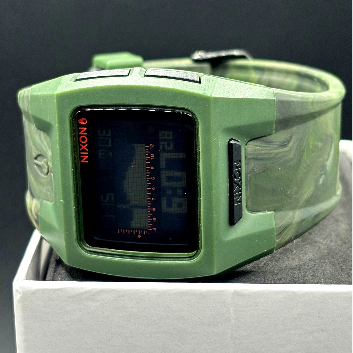 Nixon Lodown II Green Camo Digital Tide Watch Surf 100M