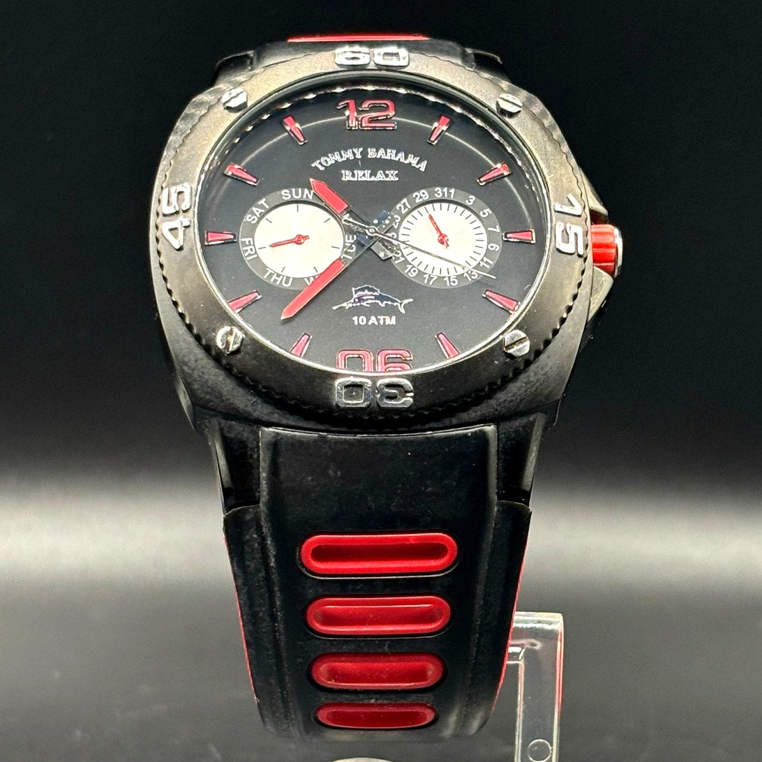 Tommy Bahama Relax TBRLX1033-A126 Reef Diver Black Red Silicone Men’s Watch