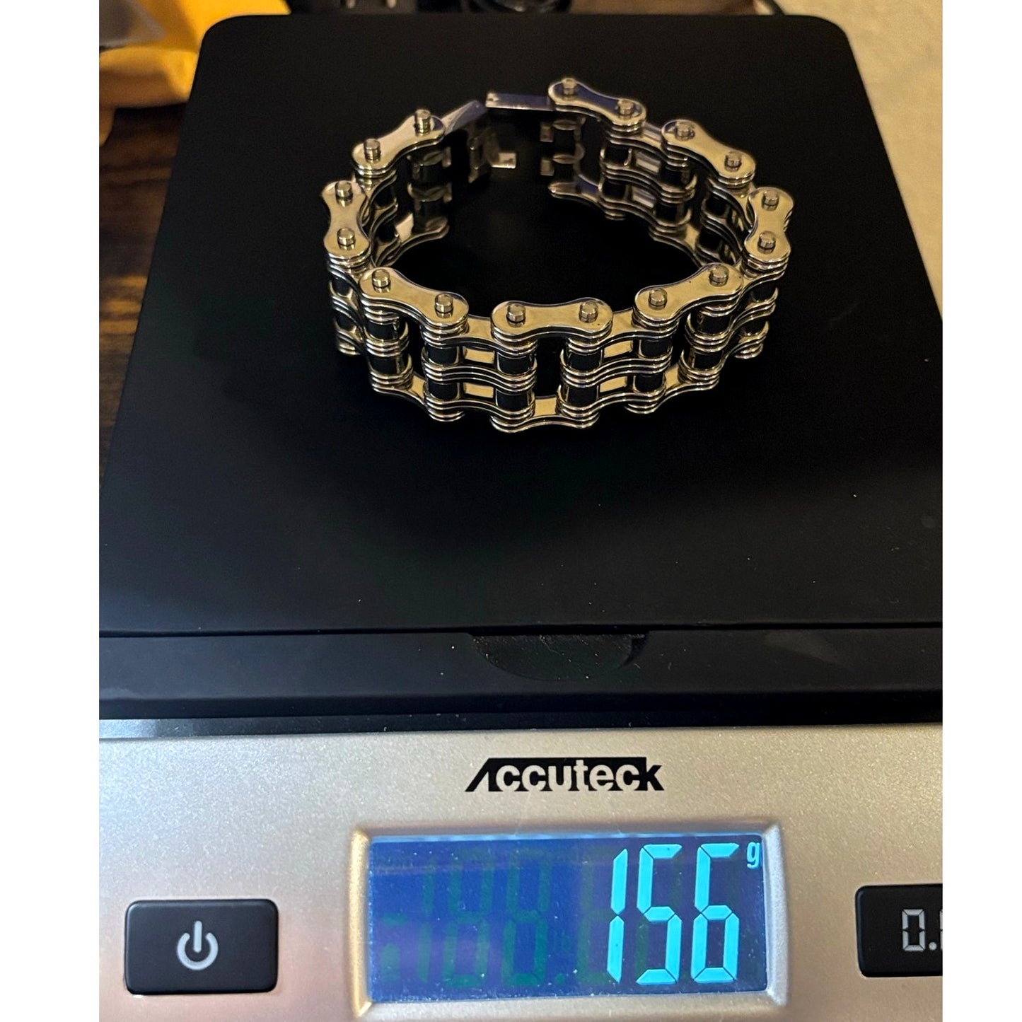 Men's Stainless Steel Motorcycle Double Chain Link 8.5" Bracelet Signed NEW