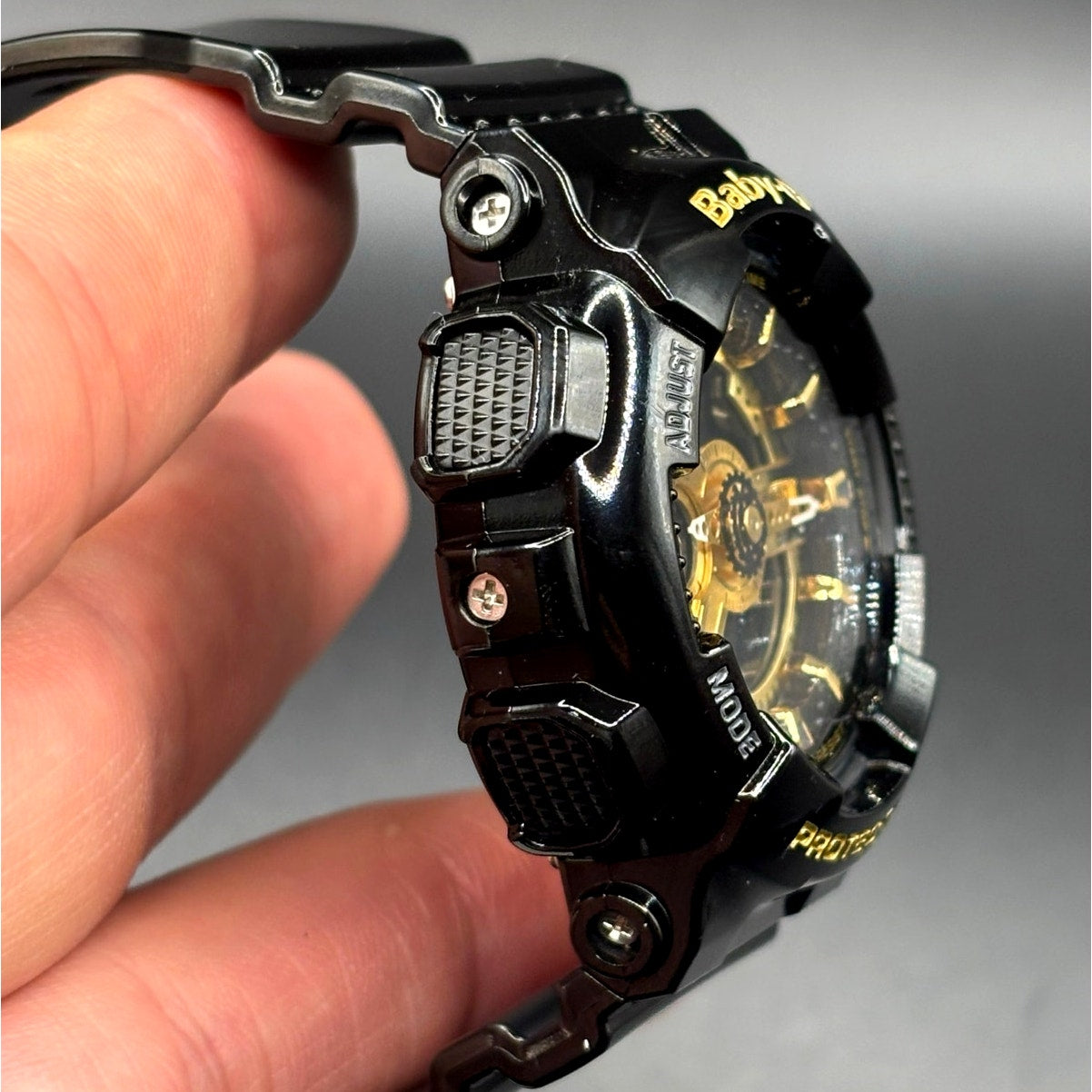 Casio Baby-G BA110-1A Black Metallic Gold Analog Digital Women's Watch NIBWT
