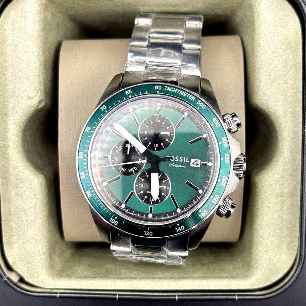 Fossil Autocross BQ2878 Mens Multifunction Green Sunray Dial Watch NIBWT