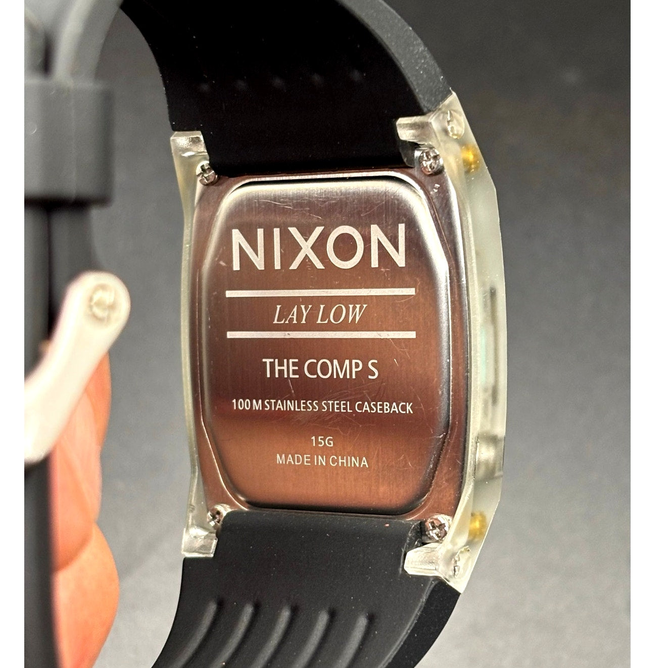 Nixon The Comp S Marbled Black White Amoeba Digital Surf Watch 100M A336