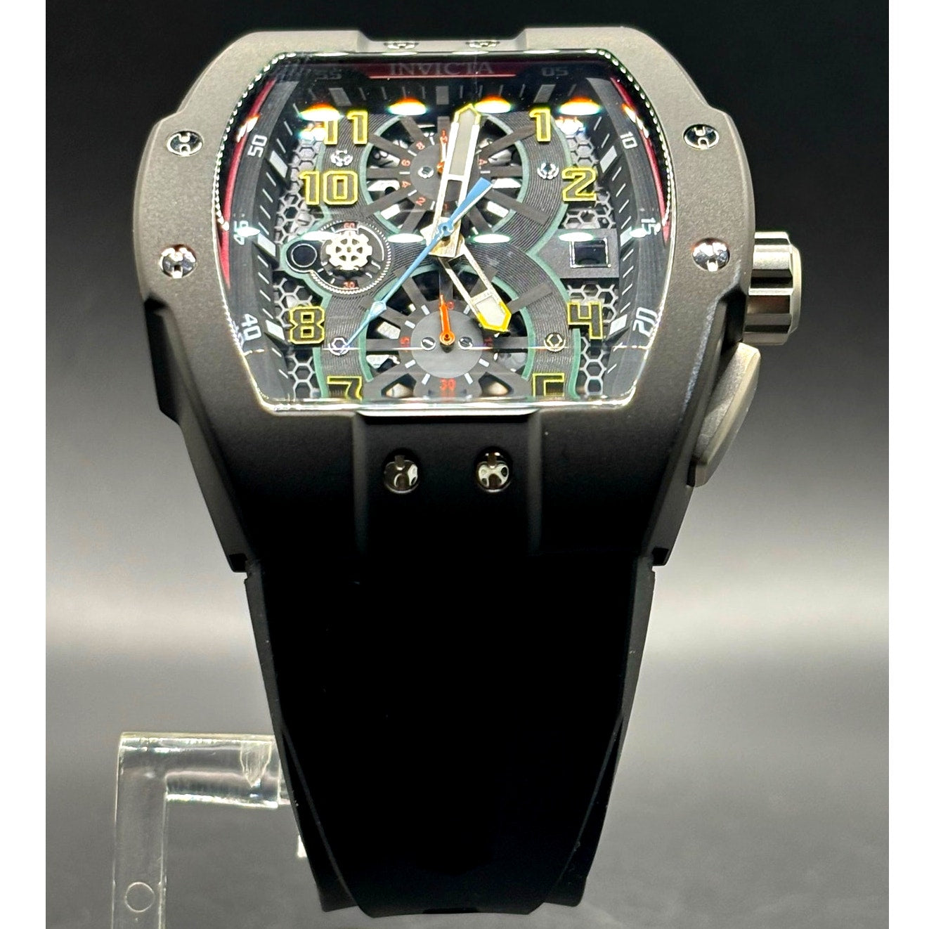 Invicta Racing Gridlock 48027 Chronograph 47mm Black Silicone Men's Watch NIBWT