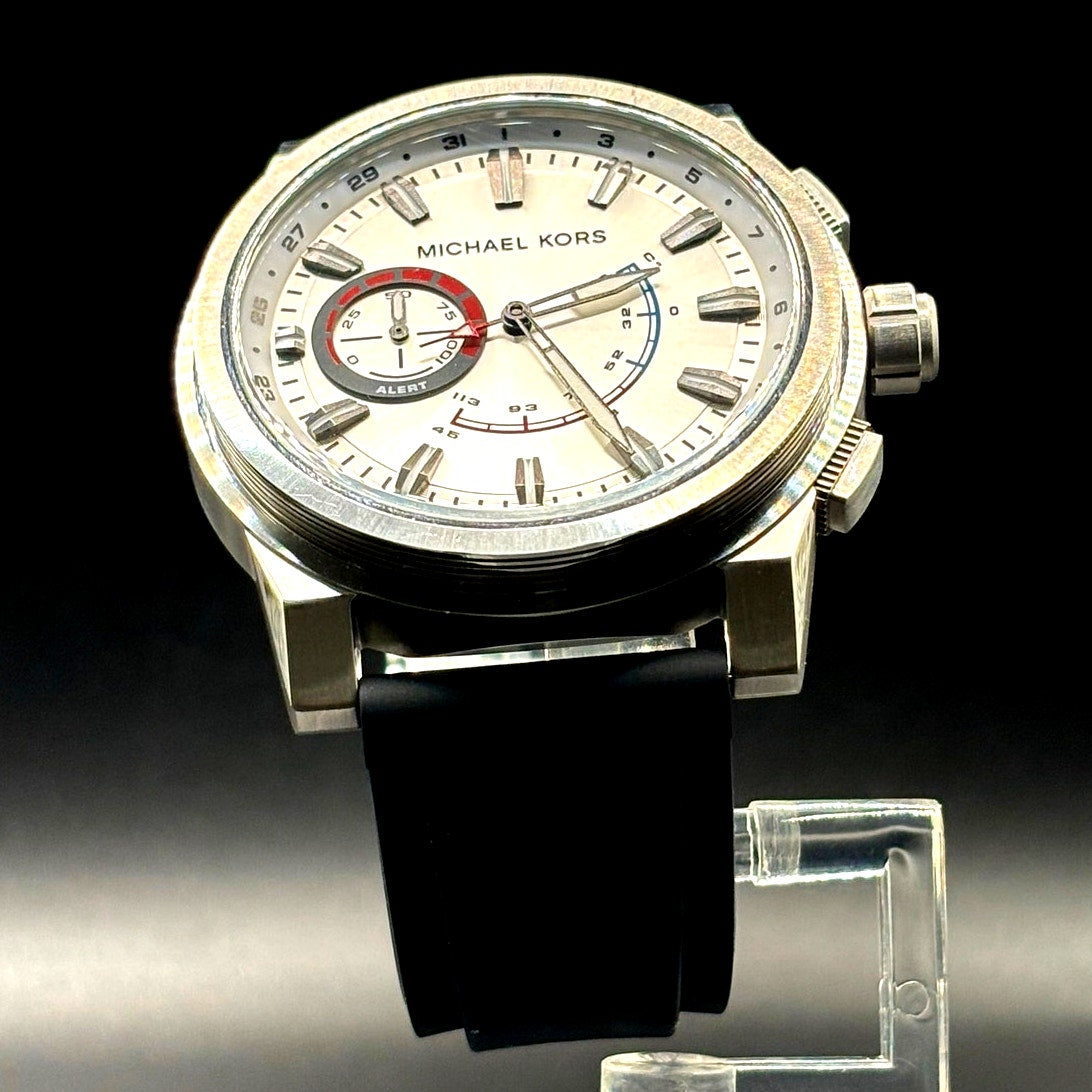 Michael Kors Access Grayson MKT4009 Hybrid Smartwatch 47mm Silver Black Strap