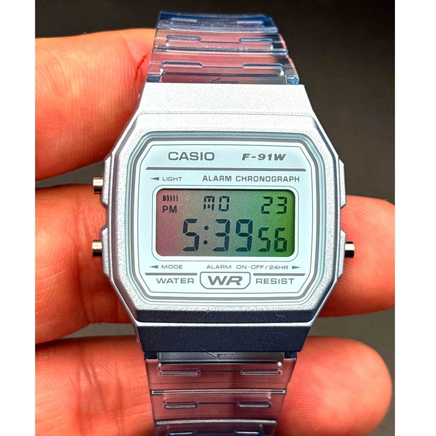 LWS Arctic Prism F91W Blue Clear Strap Retro Digital Mod Watch