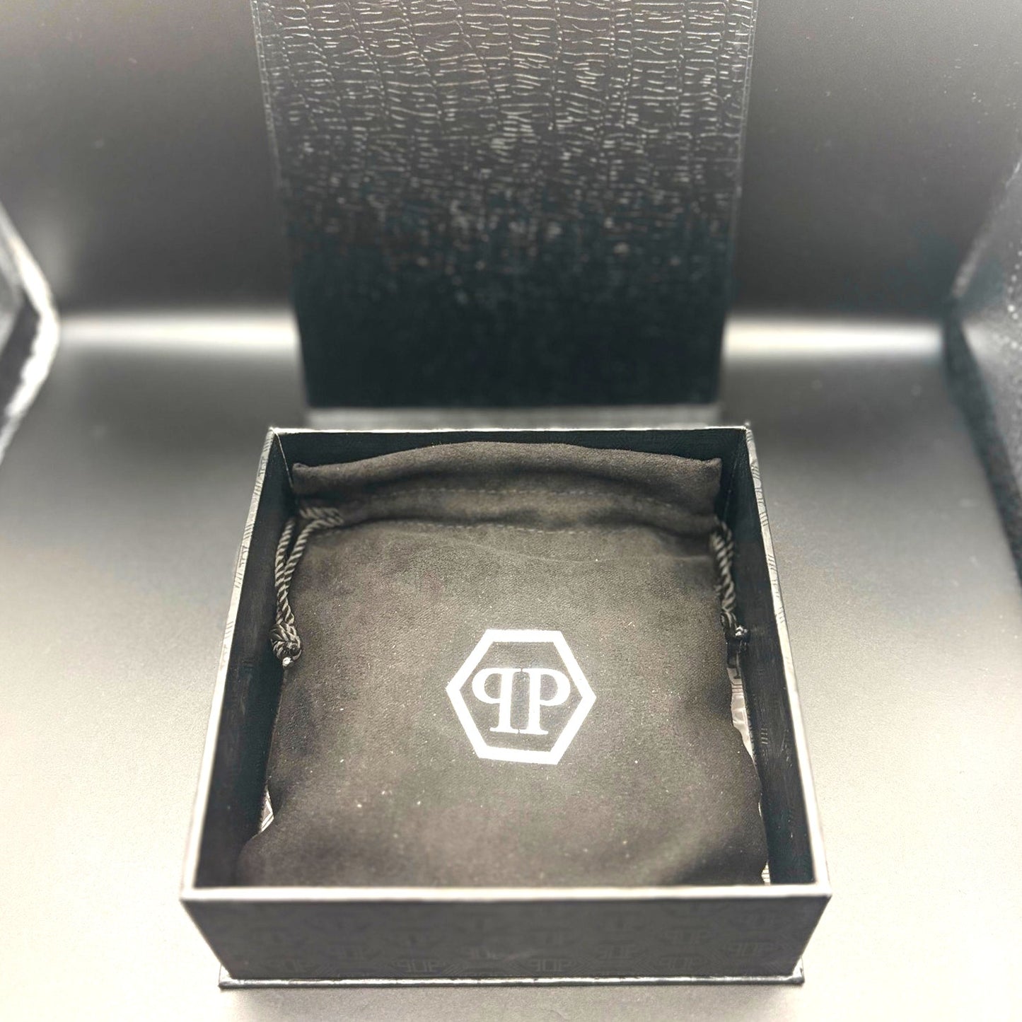 Philipp Plein PJ7AA17BL Mens Black Stainless Steel Hexagon Bracelet NIBWT