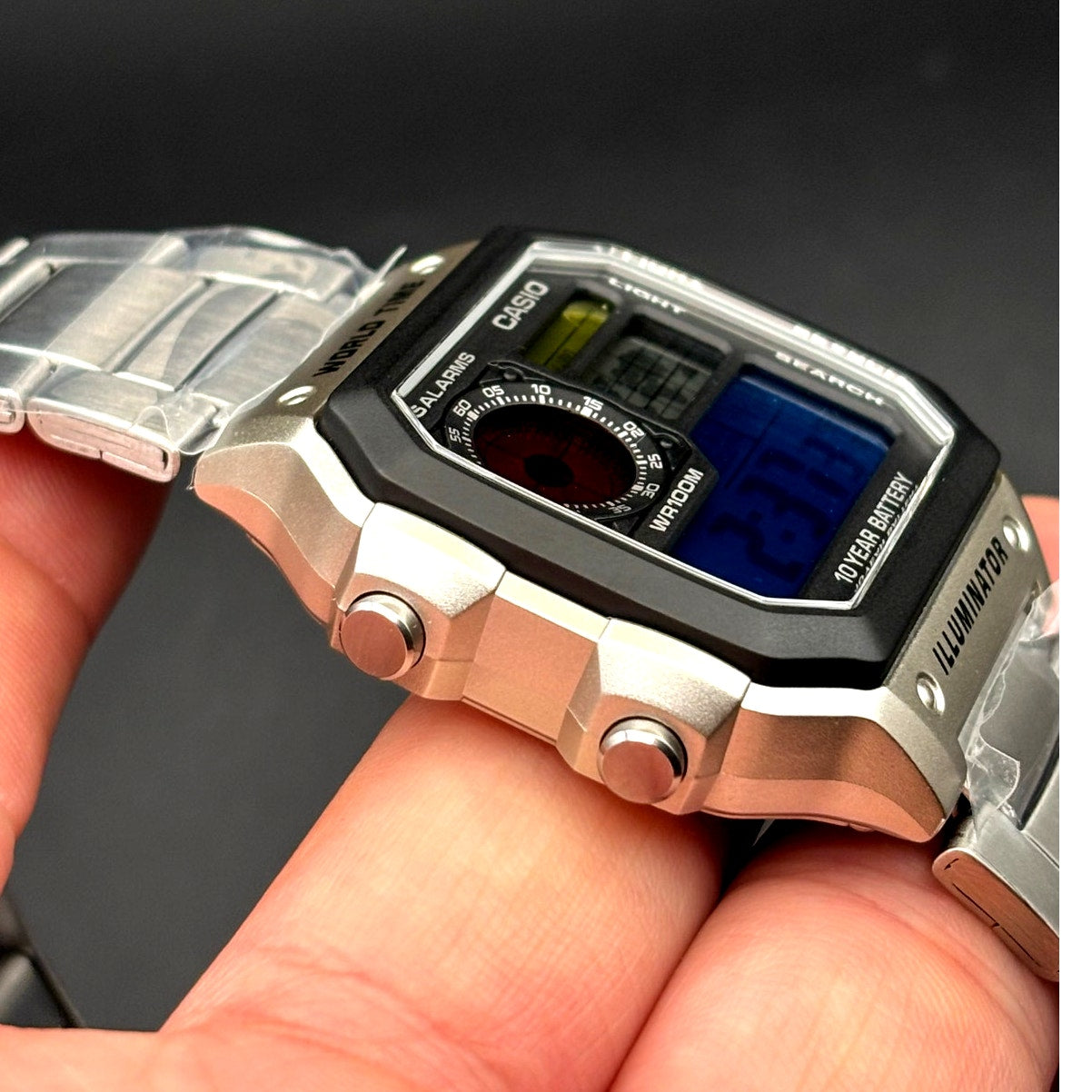LWS Atlas Meridian Casio AE1200WHD World Time Stainless Steel Bracelet Mod Watch