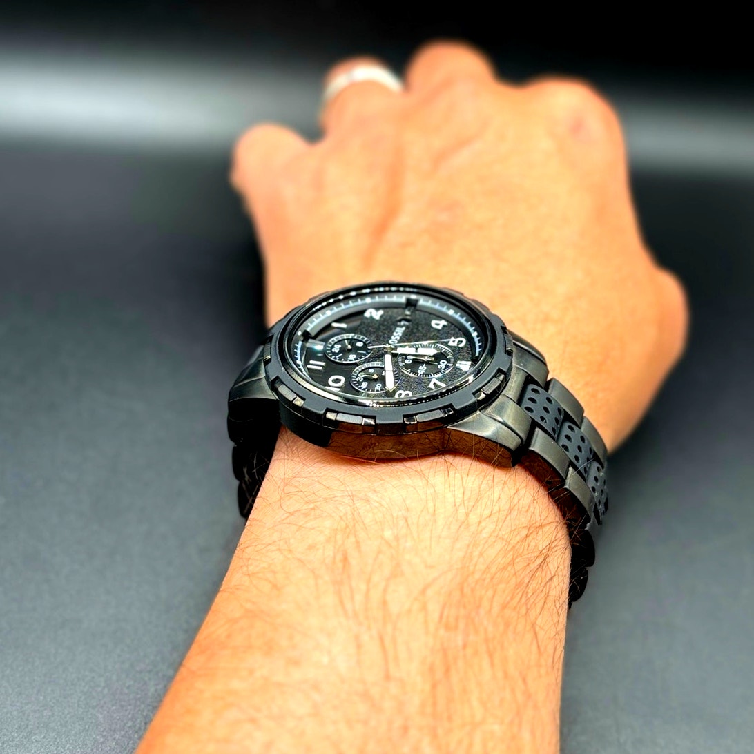 Fossil Dean FS4902 Black Chronograph Steel Silicone Men’s Watch 45mm