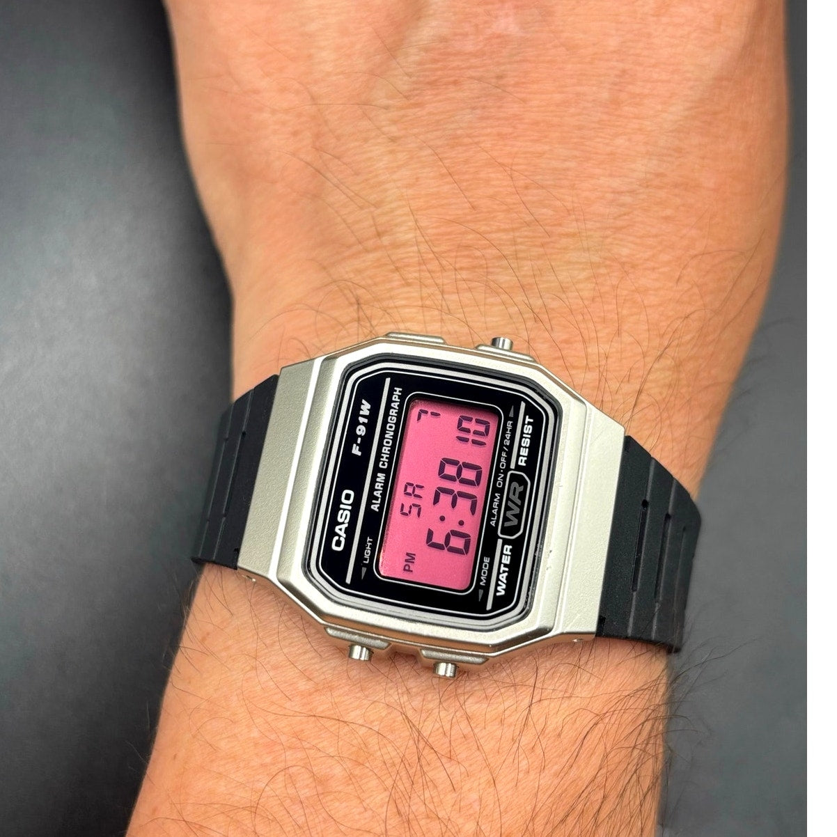 LWS Dark Rose F91W Custom Pink Display Digital Watch