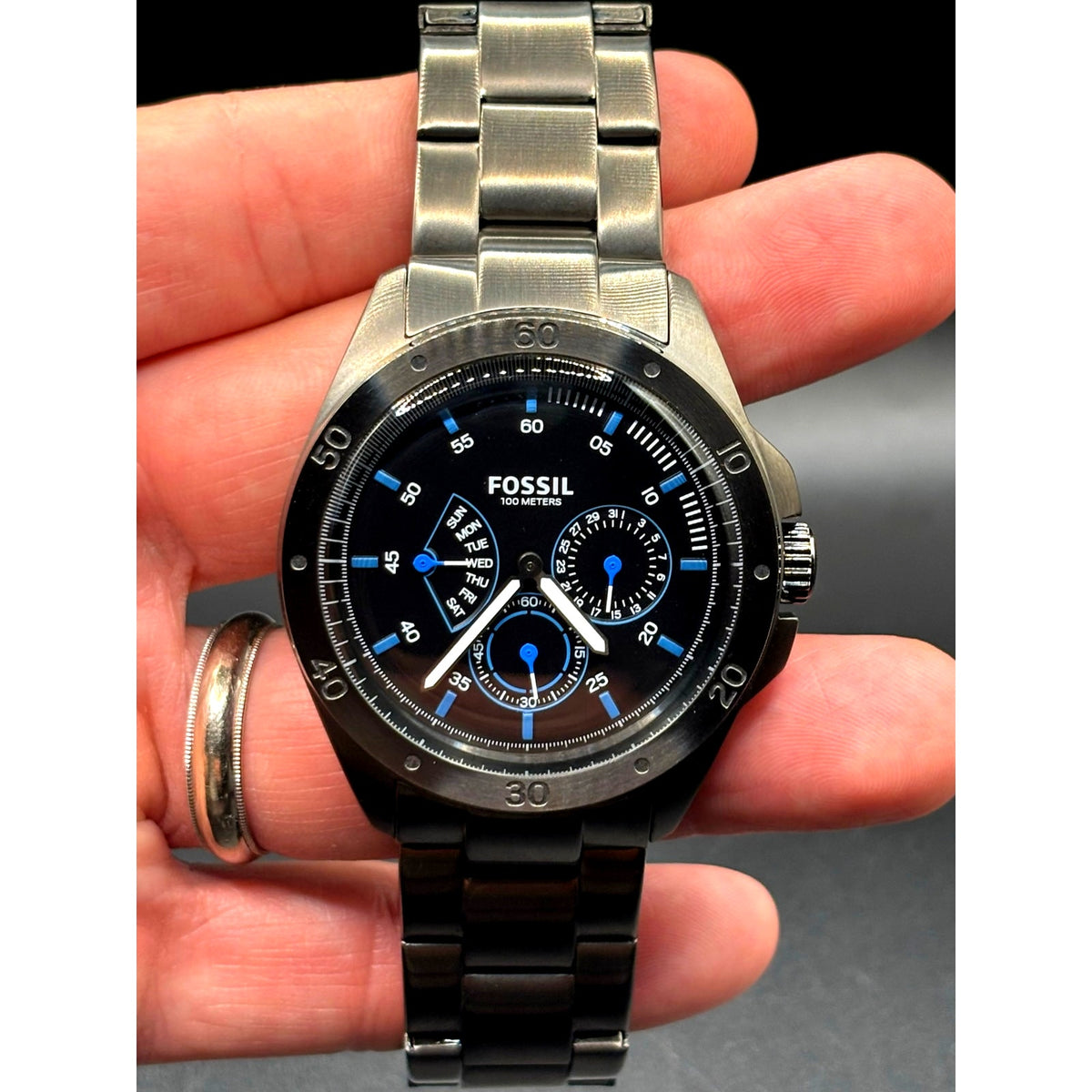 Fossil Sport 54 CH3035 Multifunction Black Blue 44mm Men’s Watch 100M