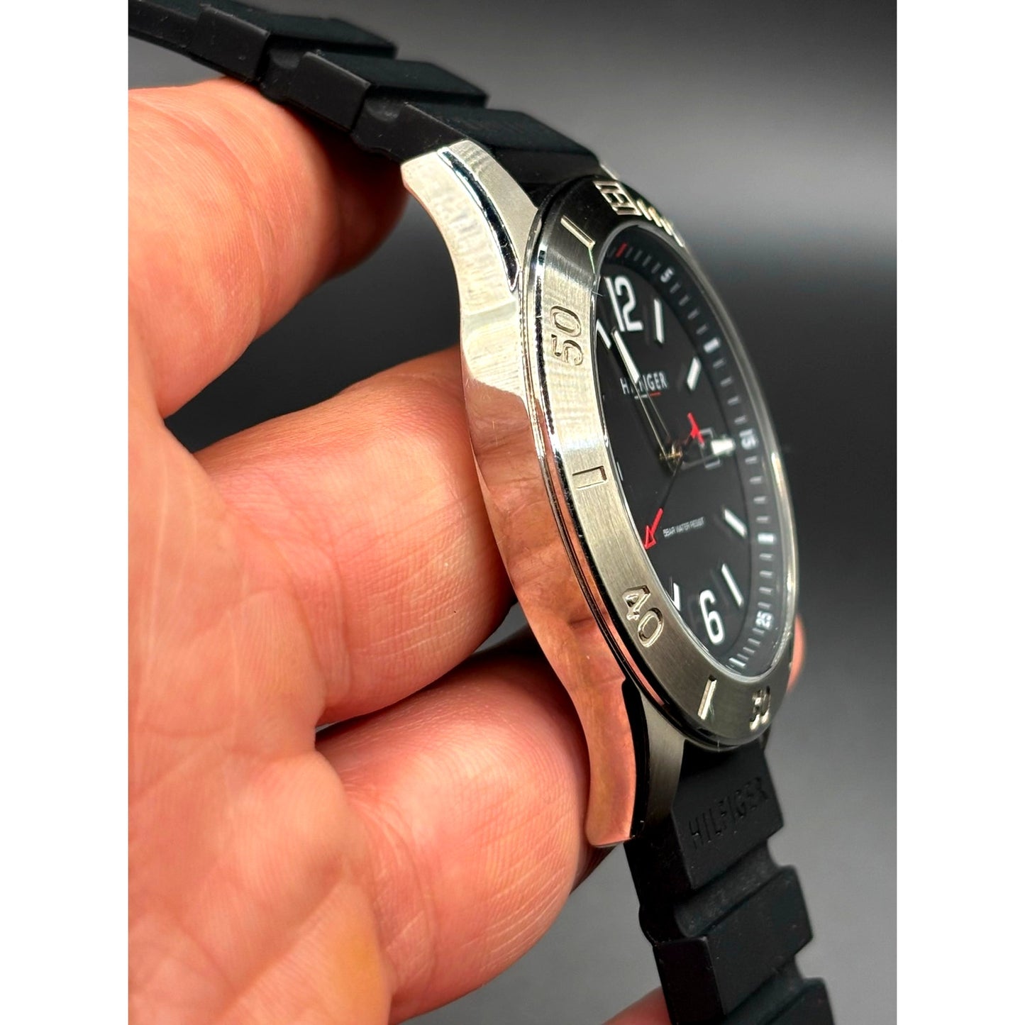 Tommy Hilfiger Ryan 1710539 Black Dial Silicone Strap Men's Watch NIB
